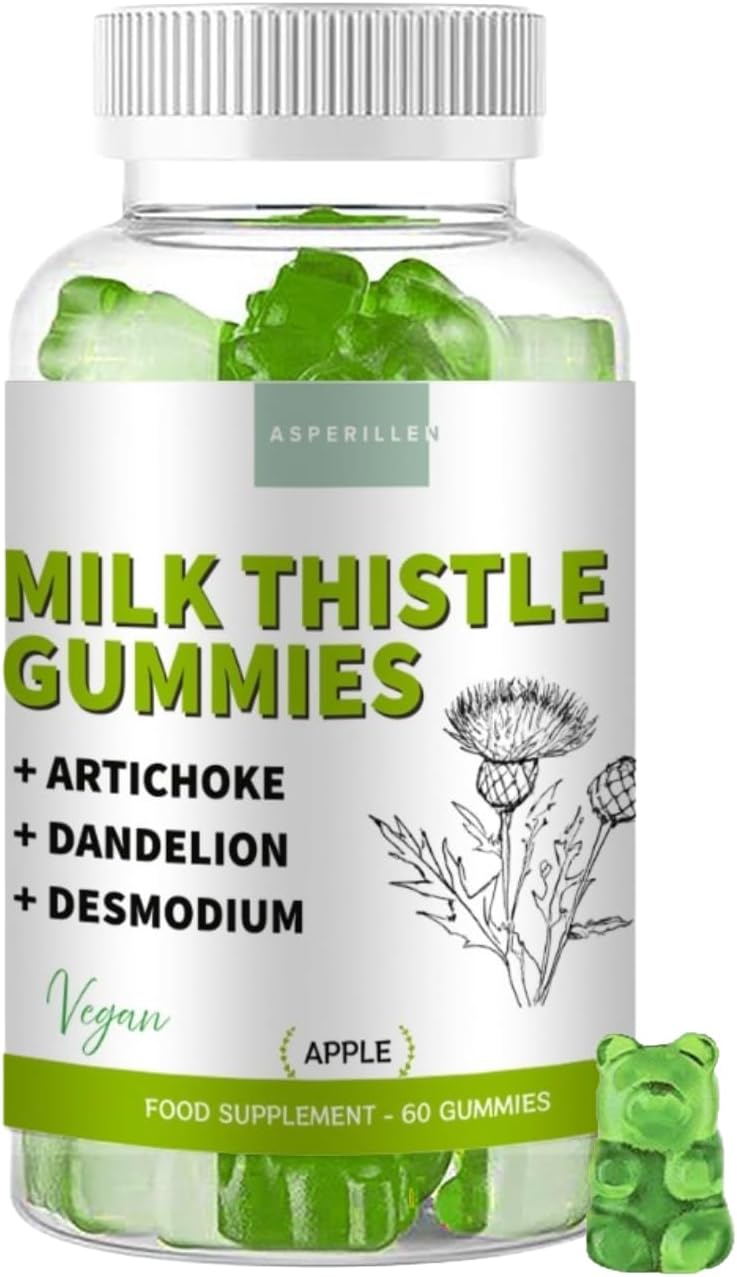 Detox Liver Gummies with Milk Thistle, Dandelion, Artichoke and Desmodium Apple Flavour - Detox, Digestion and Toxin Elimination - Highly Dosed with 80% Silymarin - Vegan, Gluten Free, 60 Units - Image 2