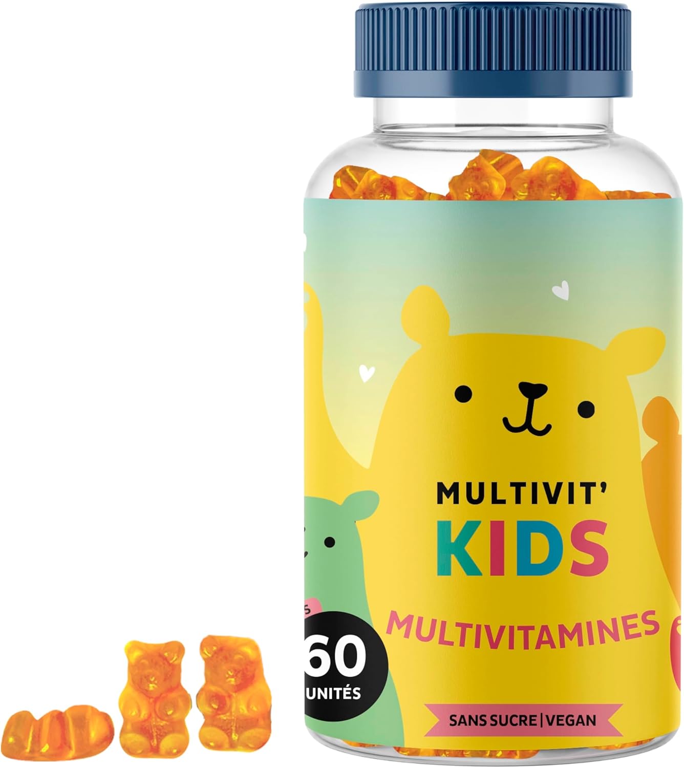 Gummies Multivitamin For Children From 4 Years, Multivit' Kids - Immune Defences Support - With Vitamins B12, C, D, E and Iodine - 60 Units (1 Month), Vegan, Sugar Free, Bears with Benefits - Image 2
