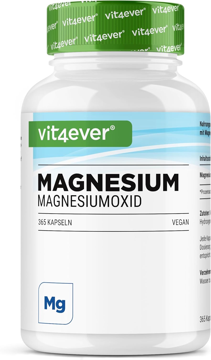 High dose magnesium - 365 capsules (annual reserve) - 667 mg of which 400 mg of elemental magnesium per daily dose based on magnesium oxide - without unnecessary additives - Image 2
