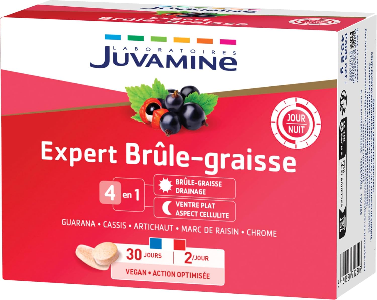 JUVAMINE - Expert Fat Burning Day and Night - Helps burn fat, eliminate toxins, reduce cellulite appearance and detoxify the liver - 2 x 30 tablets - Made in France - Image 2