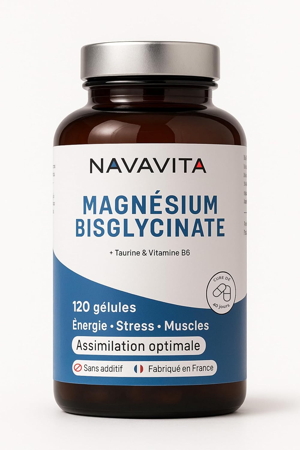 Magnesium Bisglycinate + Taurine & Vitamin B6, High Content 300mg /day, 120 capsules, Fights Fatigue and Stress, Better Absorbed than Magnesium Marin, Made in France - Image 2