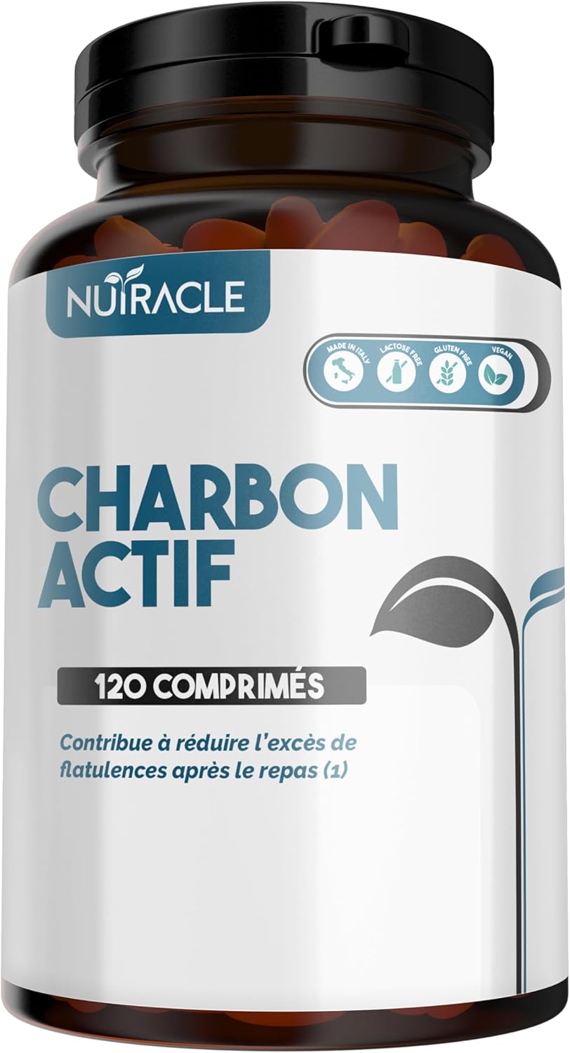 Nutracle Activated Carbon Plant-Based 120 Tablets of 500 mg - Supplement Against Abdominal Bloating and Intestinal Gases Flatulence for Men and Women - Image 2