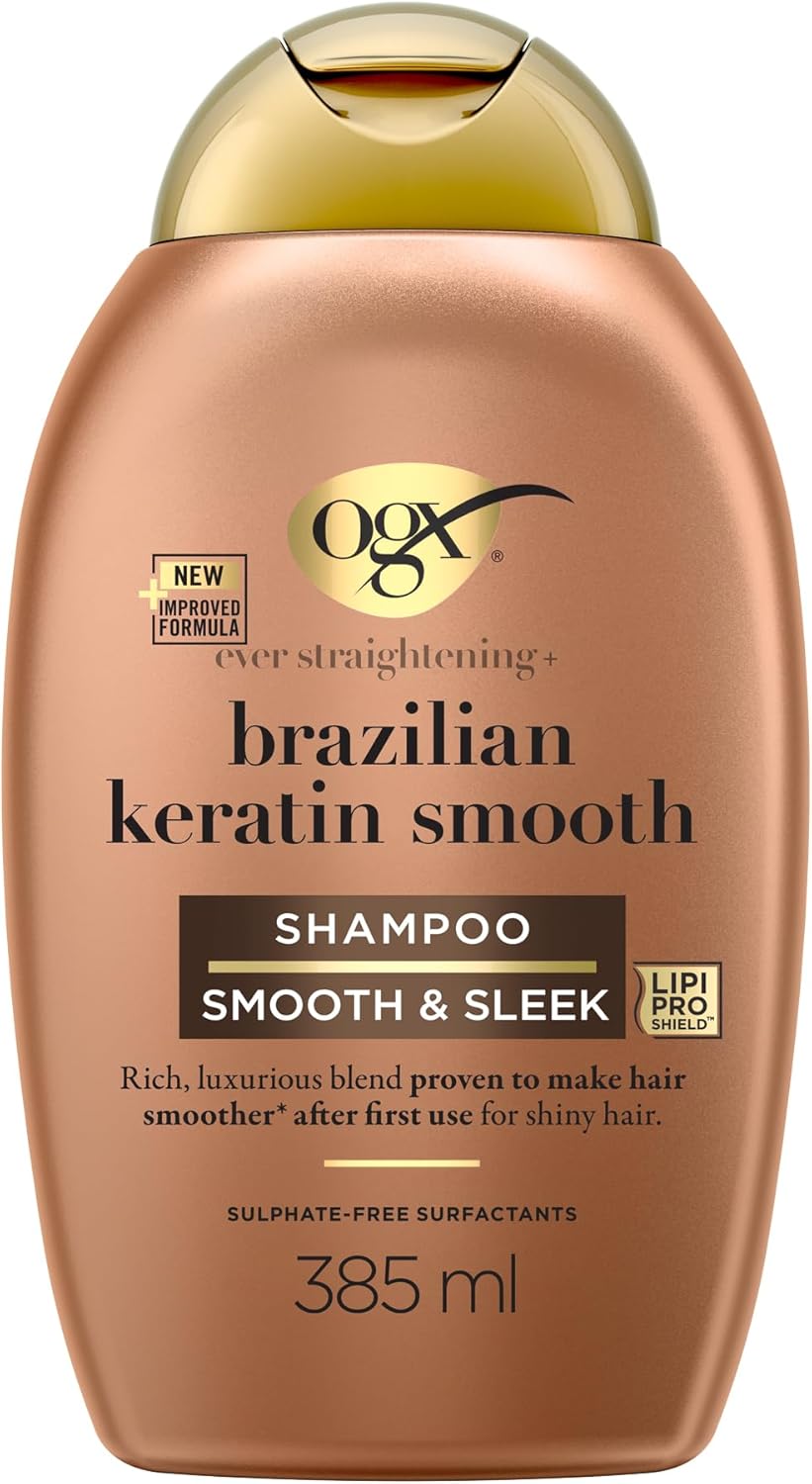 OGX | Brazilian Keratin Therapy Shampoo (385ml) – Keratin Smoothing Shampoo – Hair Care Paraben Free and Sulfated Surfactants Free - Image 2