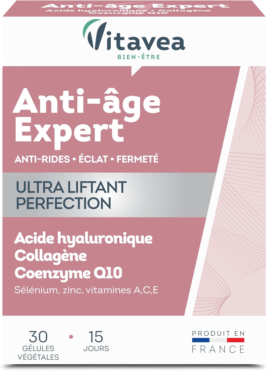 Vitavea Expert Ultra Liftant Anti-Age/Wrinkles Supplement Brilliance, Firmness - Hyaluronic Acid, Collagen, Coenzyme Q10, Zinc - 30 Capsules - 15 Day Cure - Made in France - Image 2