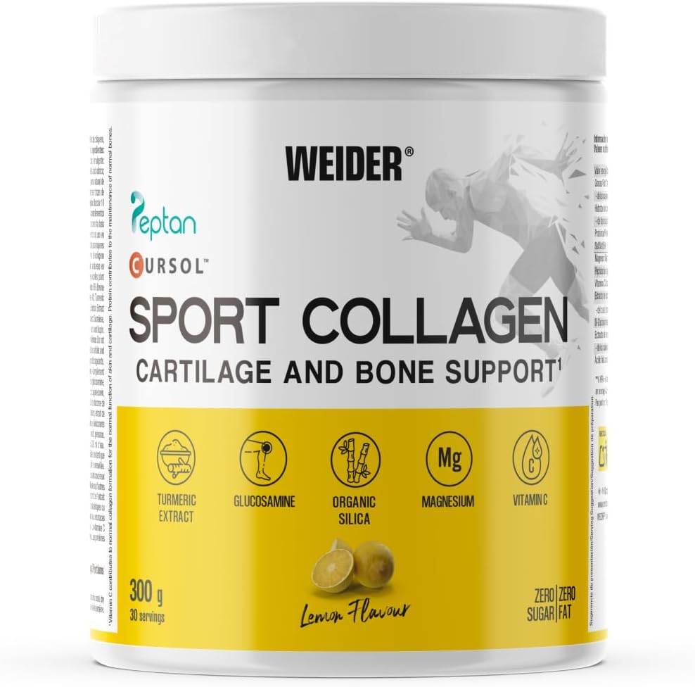 Weider Sport Collagen (300g) Lemon Taste, Hydrolyzed Collagen Peptides 100% Peptan, with Glucosamine, Turmeric, Silicon, Hyaluronic Acid, Magnesium, Vitamin C, Cartilage and Bone - Image 2