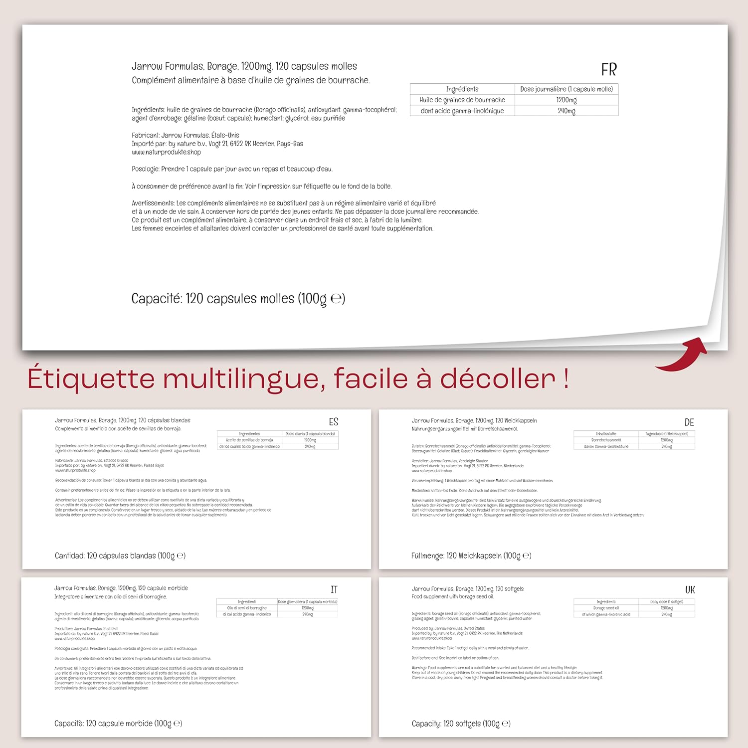 Jarrow Formulas, Borage Oil, 1.200mg, with Gamma Linolenic Acid, 120 Soft Capsules, Lab Tested, Gluten Free, Soy Free, Non-GMO - Image 5