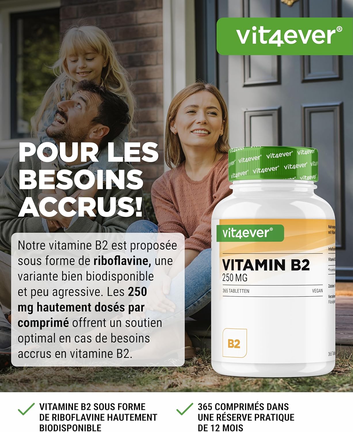 Vitamin B2 (Riboflavin) - 250 mg - 365 tablets - High dose - No unwanted additives - Vegan - Image 3