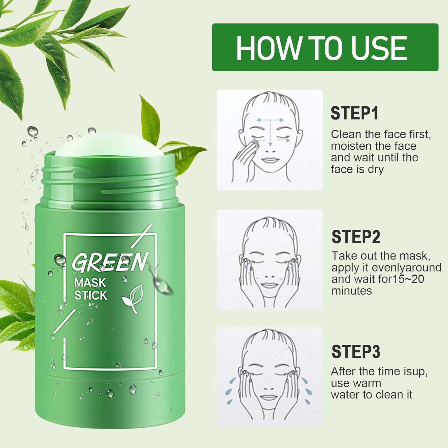 2 Pieces Green Tea Mask Stick Black Dot Mask for Deep Cleansing, Oil Control, Eliminating Blackhead Mask - Pure Green Tea Extract, Soothing Moisturizer, Green Mask Stick Portable Easy - Image 7