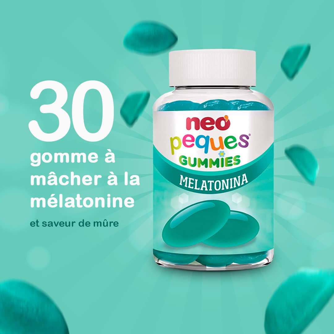 Neo Peques - Melatonin Erasers for Children from 3 Years and Up - 30 Sachets (1 Month) - 100% Natural Ingredients - The Gum Contains Melatonin to Improve Sleep - Blackberry Taste - Image 3