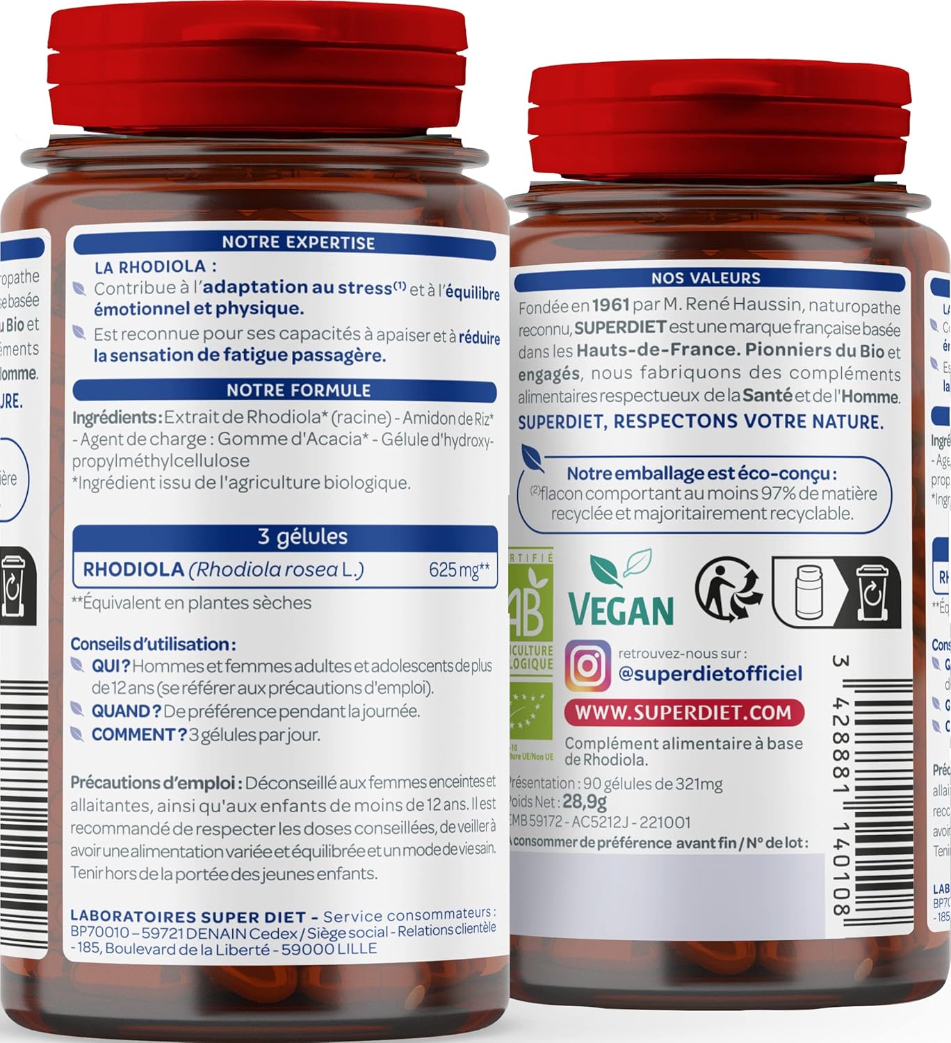 SUPERDIET - Organic RHODIOLA - Stress resistance, Emotional balance - Herbal medicine - Made in France - 90 Capsules - Image 3