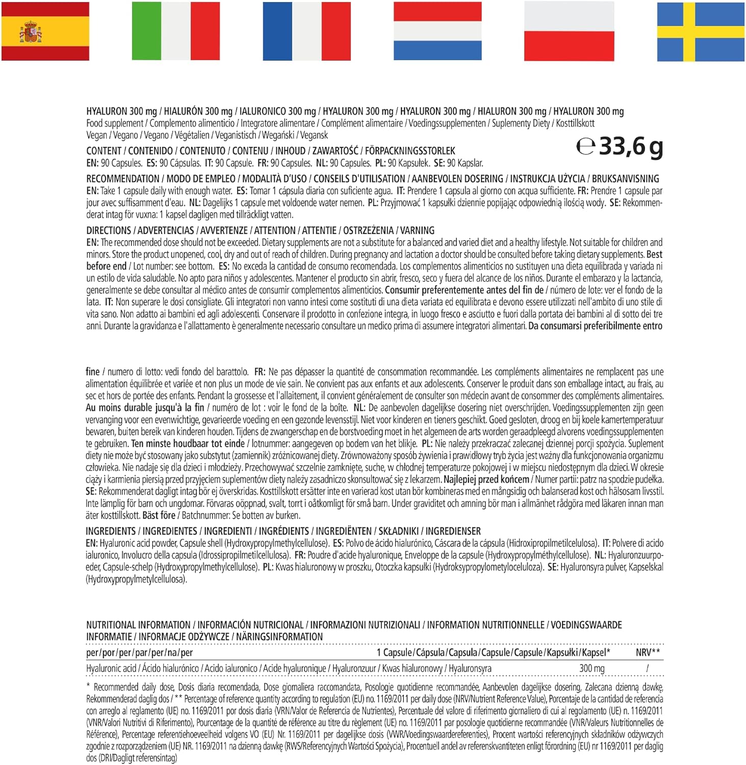 Hyaluronic Acid Capsules for 3 Months – 300 mg per Capsule of Micro-Molecules 500-700 kDa – High Bioavailability – Food Supplement Without Useless Additives - Image 8