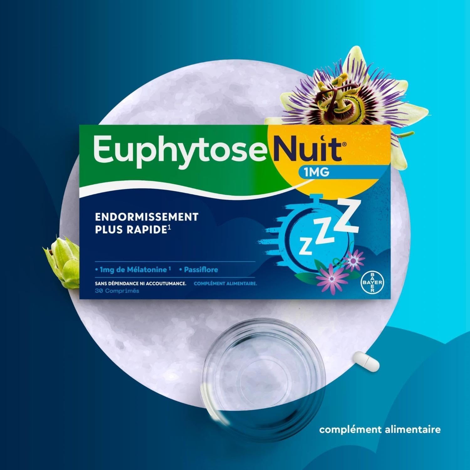 Euphytose Night - Adult Dietary Supplement - Melatonin 1mg - Faster Sleep - Passion Flower: Quality Sleep - 3 Packs of 30 Tablets - 90 Nights Sleep - Made in France - Image 5