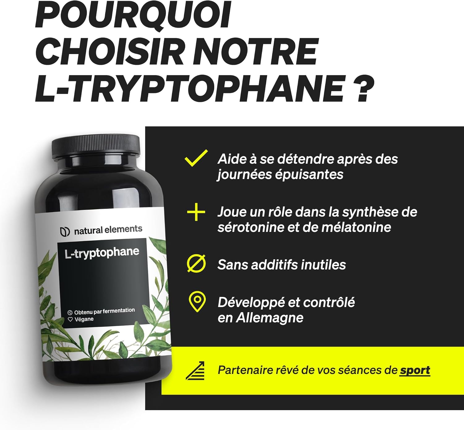 L-Tryptophan 500mg per Capsule - 240 Capsules (8 Months Supply) - Supplement to Improve Sleep Quality - Tryptophan Relaxing Anti-Stress - 100% Vegan - Image 4