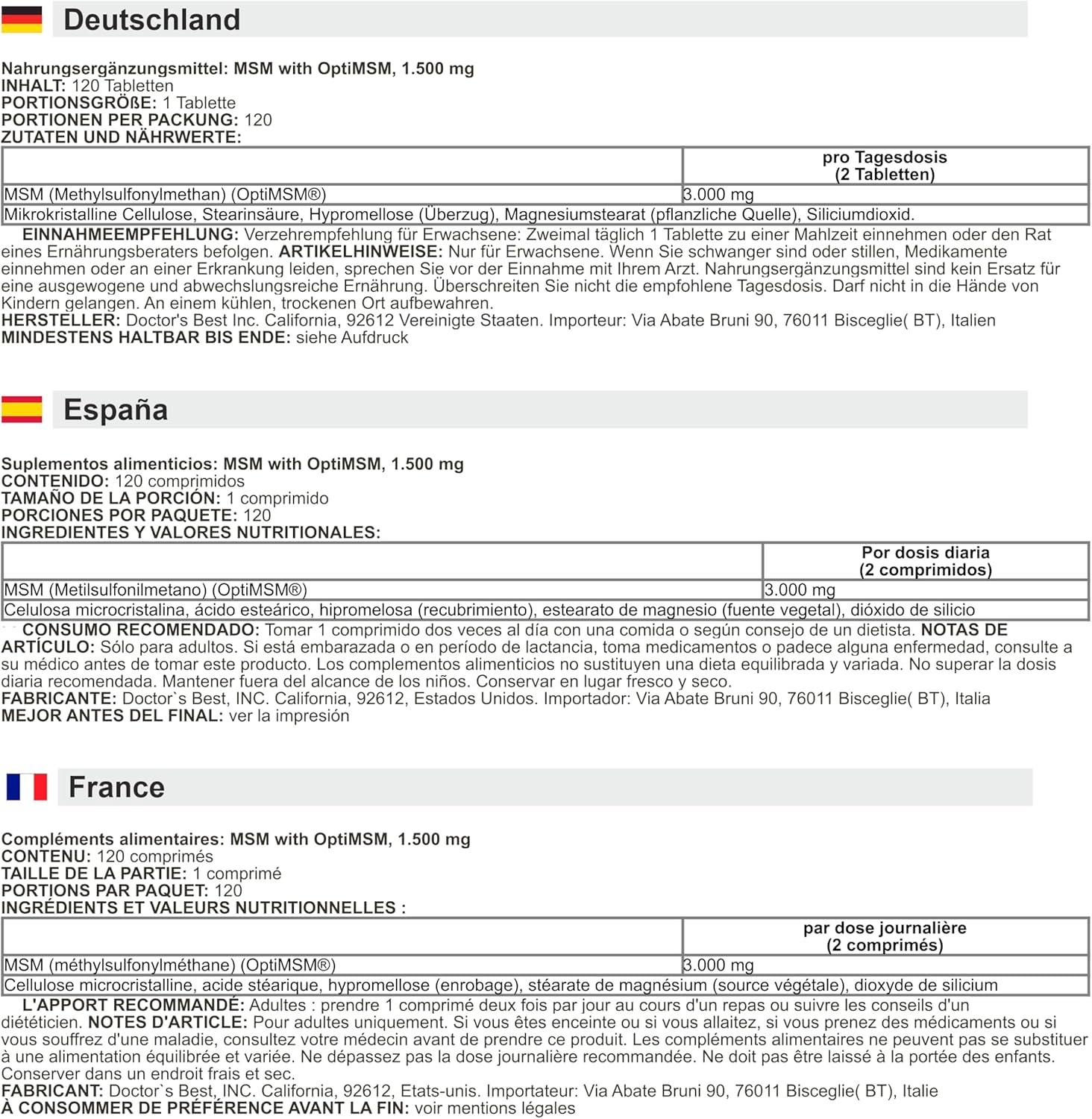 Doctor's Best - MSM with OptiMSM | High Quality MSM - 120 Tablets - Image 4