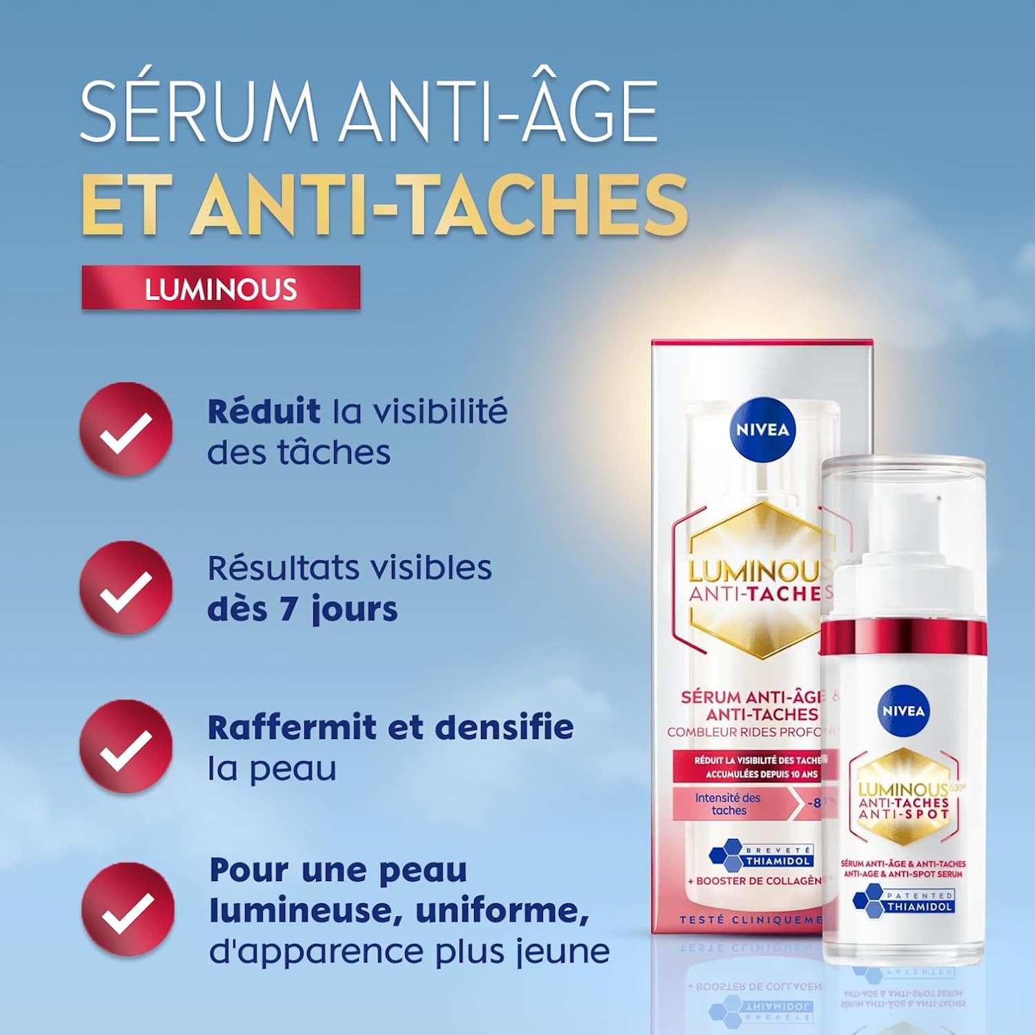 NIVEA Luminous 630 - Anti-Aging & Anti-Spot Face Serum - Deep Wrinkle Filler & Collagen Booster - Patented Thiamidol & Hyaluronic Acid - All Skin Types - 30 ml - Image 3