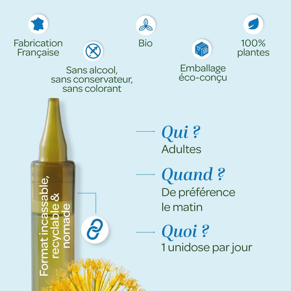 SUPERDIET - DRAINAFLORE ORGANIC - Complete detoxification program for the 5 emunctories - Made in France -Portable format-20 Unidoses of 15 ml - Image 4