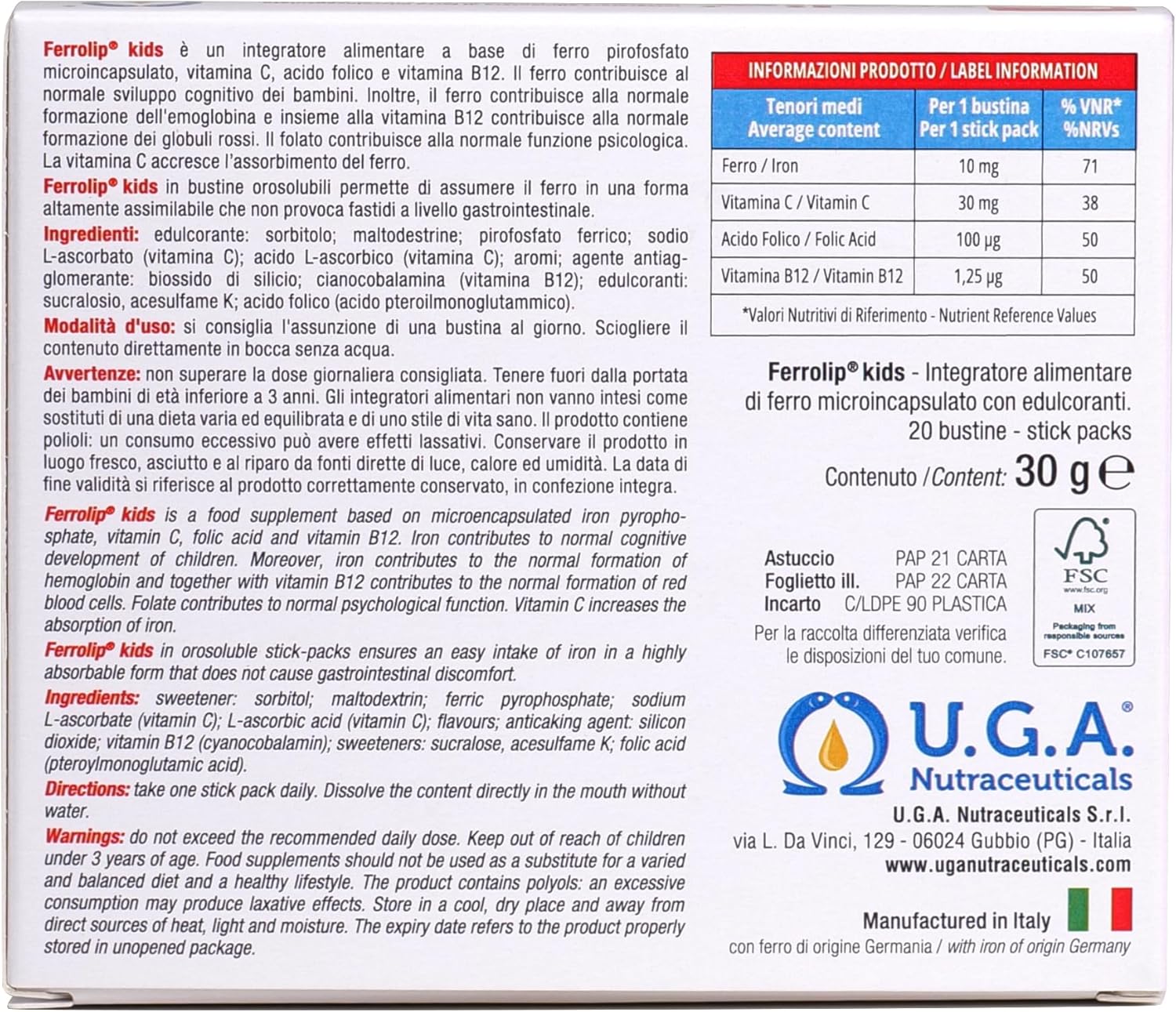 Ferrolip Kids Iron Supplement for Children from 3 Years with Folic Acid, Vitamin C and B12 (20 Oralsoluble Strawberry Sachets) – No Gastrointestinal Disorders – No Metallic Taste - Image 3
