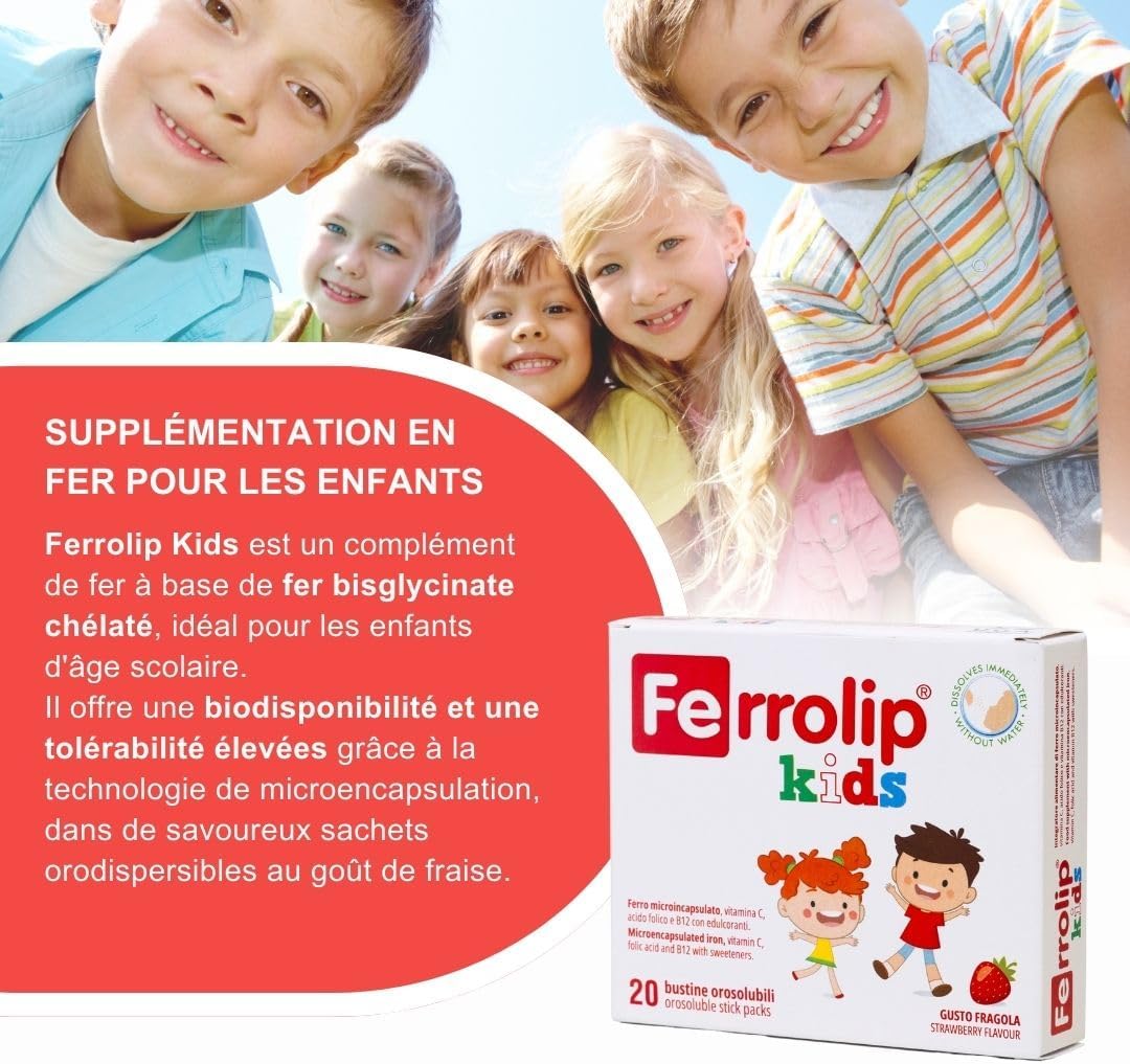Ferrolip Kids Iron Supplement for Children from 3 Years with Folic Acid, Vitamin C and B12 (20 Oralsoluble Strawberry Sachets) – No Gastrointestinal Disorders – No Metallic Taste - Image 5