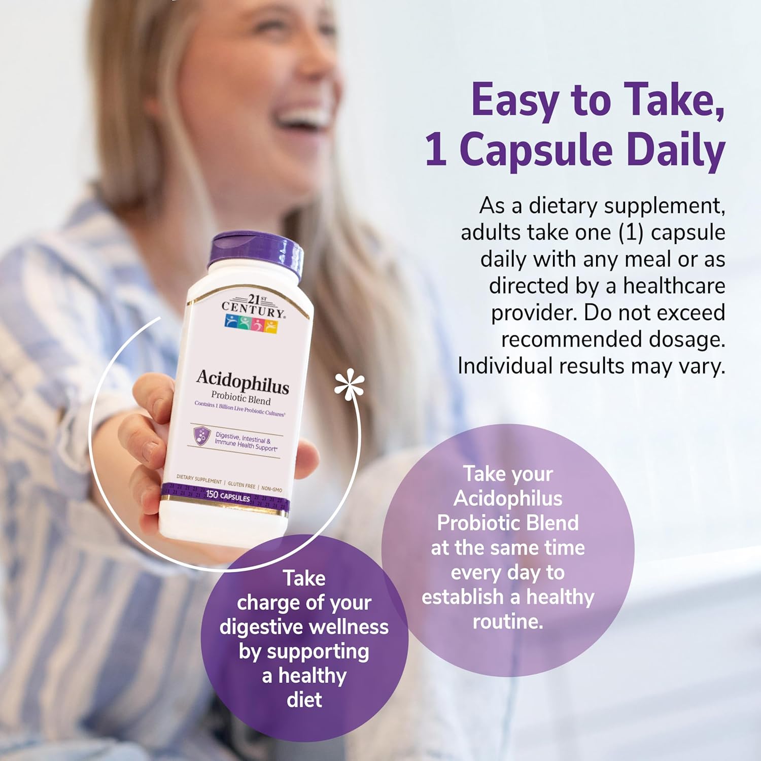 21st Century Health Care, Lactobacillus Acidophilus Probiotic Mix - x150caps - Image 7