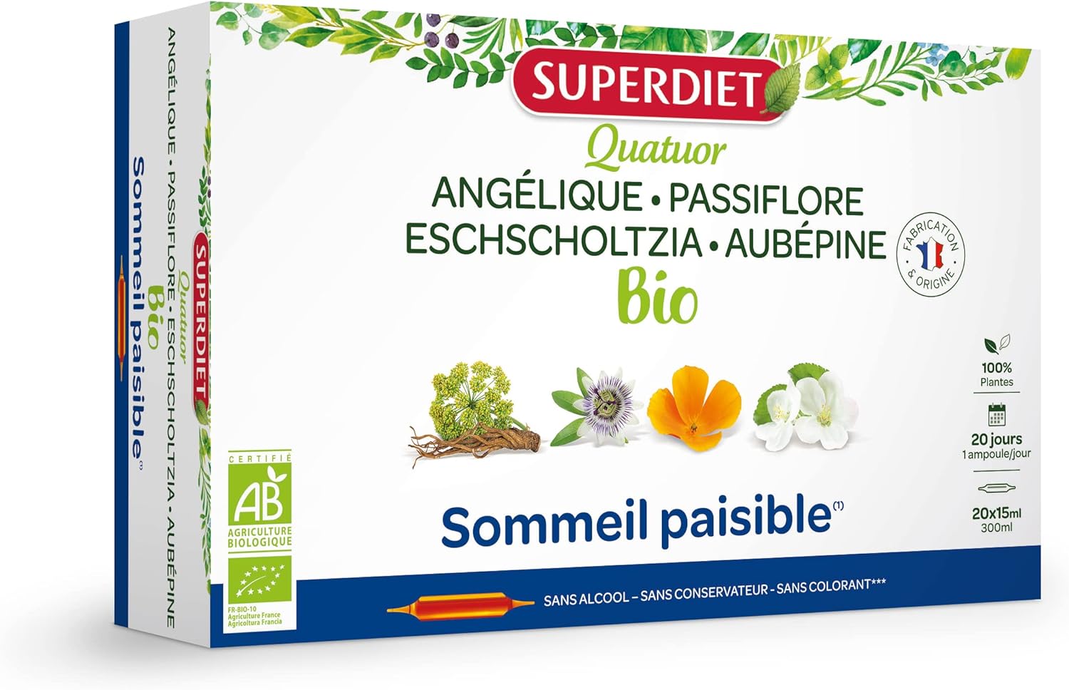 SuperDiet Quator Passionflower Hawthorn Angelica Eschoscholzia 20 x 15 ml or 300 ml Organic (Pack of 2) - Image 4