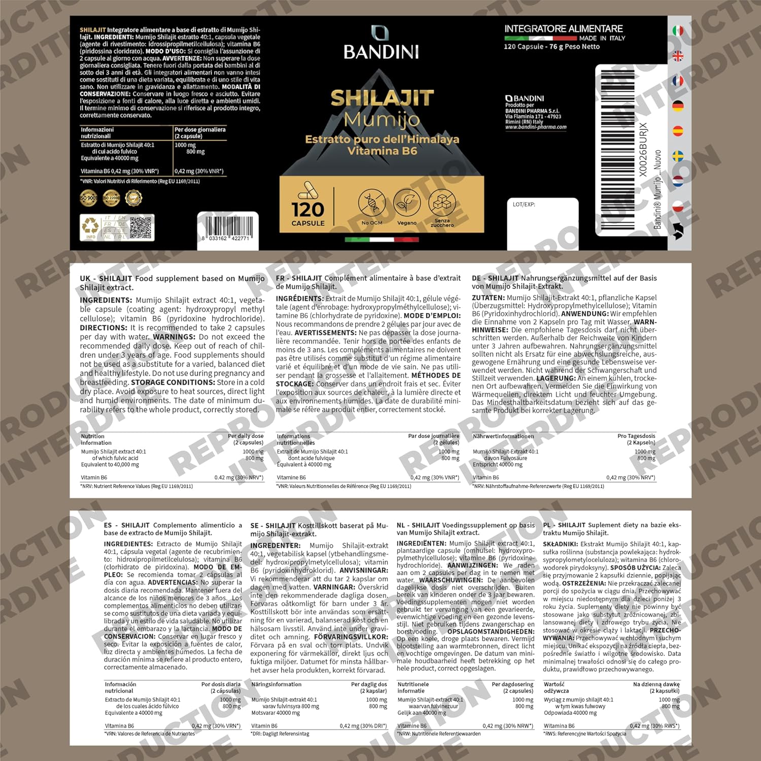 Bandini Mumijo Shilajit Pure 40.000mg 120 capsules High Dosed, the original from the Himalayas, with 80% fulvic acid and vitamin B6, rich in 85 minerals and trace elements, vegan, No Additives - Image 6