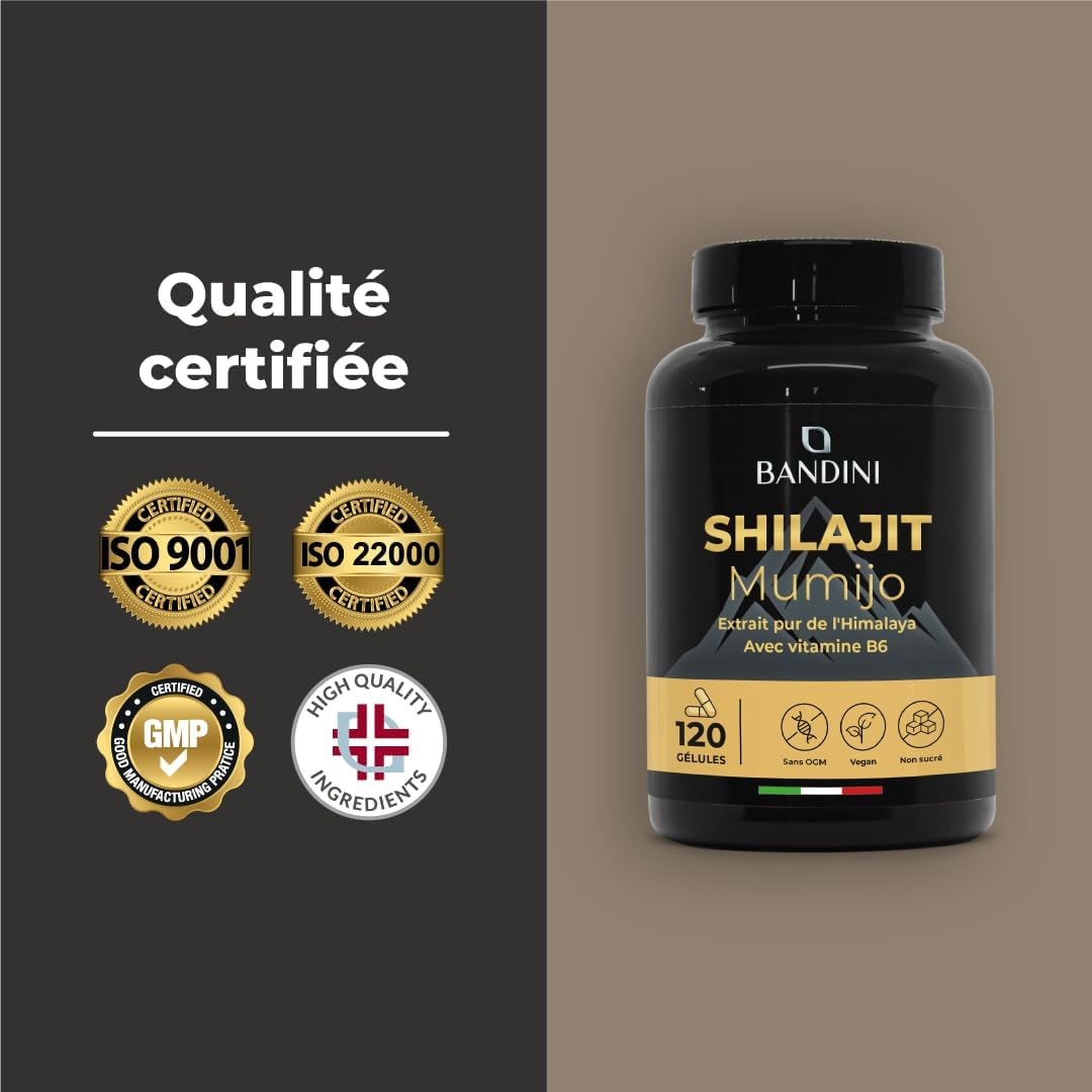 Bandini Mumijo Shilajit Pure 40.000mg 120 capsules High Dosed, the original from the Himalayas, with 80% fulvic acid and vitamin B6, rich in 85 minerals and trace elements, vegan, No Additives - Image 7