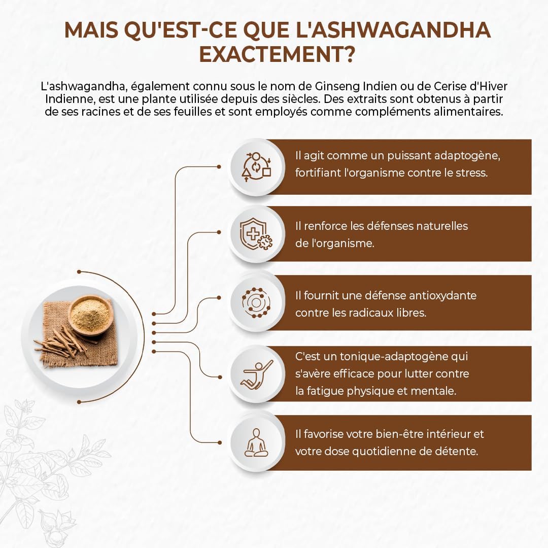 Bandini Ashwagandha Organic KSM-66 Extra Strong - 500mg per Dose, 5% Witanolides - 180 Capsules for 6 Months - Withania Somnifera Powder 100% Vegan - Physical & Mental Wellness, Tonus, Concentration - Image 4