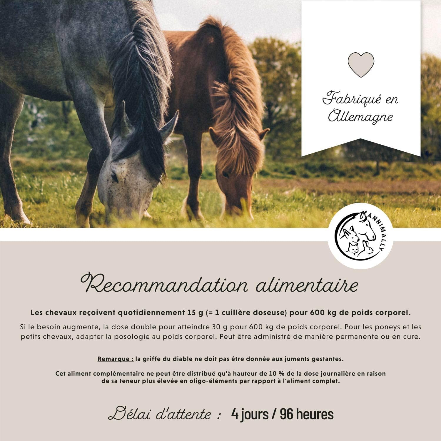 Annimally Horse Joint Supplement 850 g - with Devil's Claw, MSM Horse (Sulfur), Glucosamine Horse, Hyaluronic Acid, Chondroitin - Nutritional Supplement Horses - Image 6