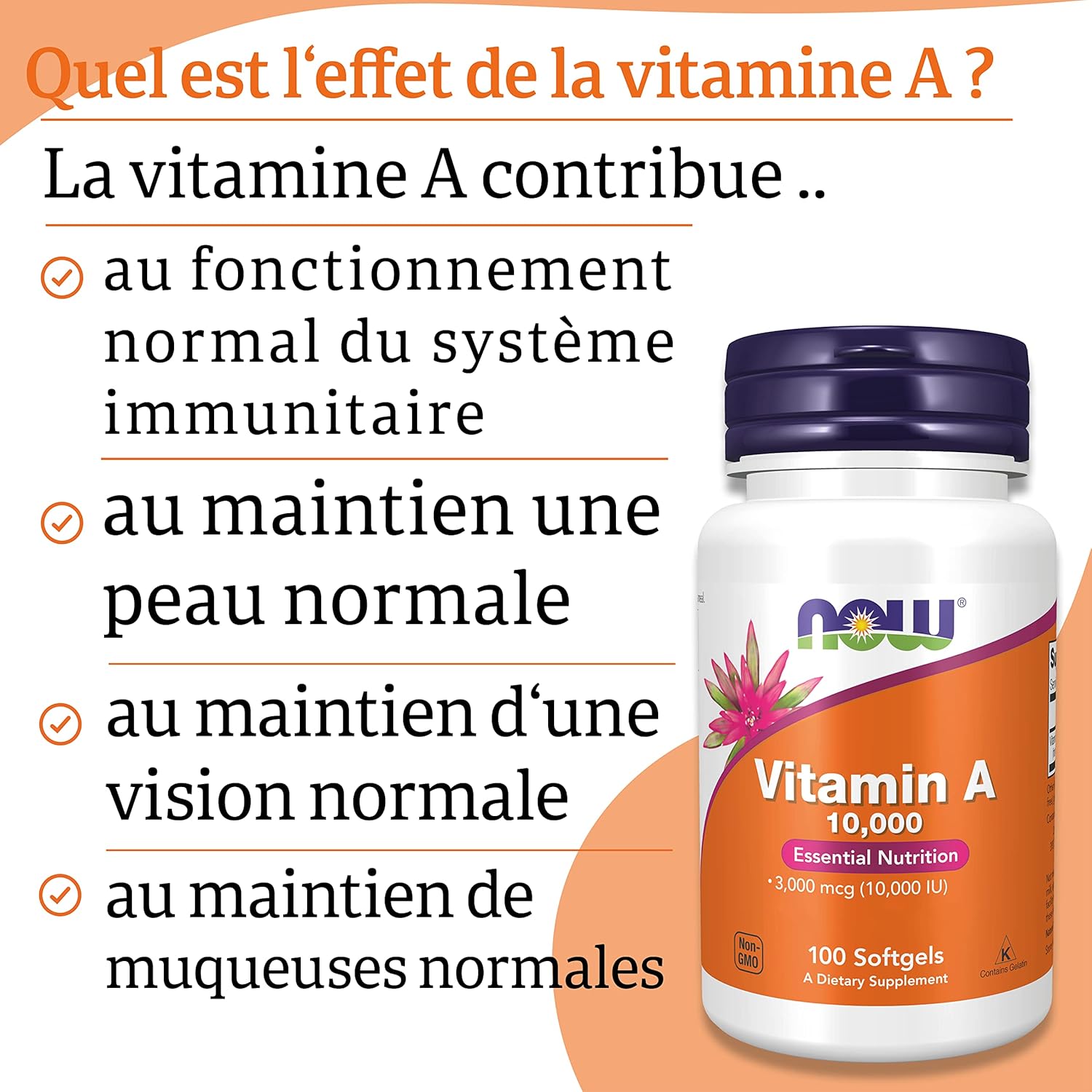 Now Foods, Vitamin A, 10,000IU (3,000mcg), Retinyl Palmitate Base and Cod Liver Oil, High Dosed, 100 Capsules, Laboratory Tested, Gluten Free, Soy-Free, Non-GMO - Image 5
