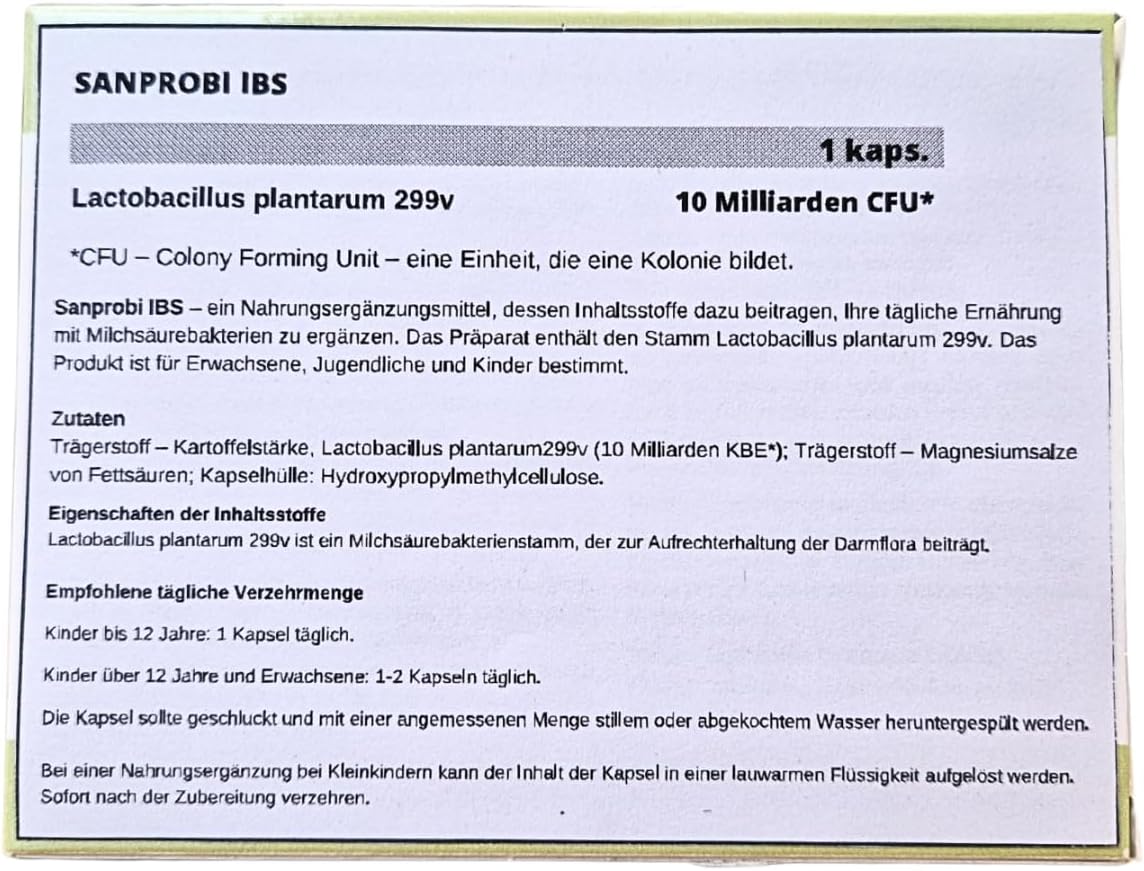SANPROBI IBS x 2 Packungen: Innovatives Probiotikum für die Gesundheit des Darms - 10 Milliarden CFU Lactiplantibacillus plantarum 299v in jeder Kapsel! - Image 3
