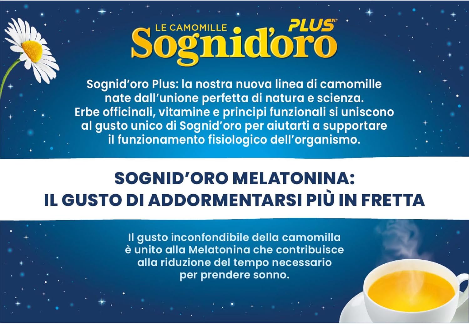 Sognioro Plus Chamomile Soluble with 1 mg of Melatonin Sugar Free to Promote Sleep - 6 Packs of 16 Sachets - Image 4