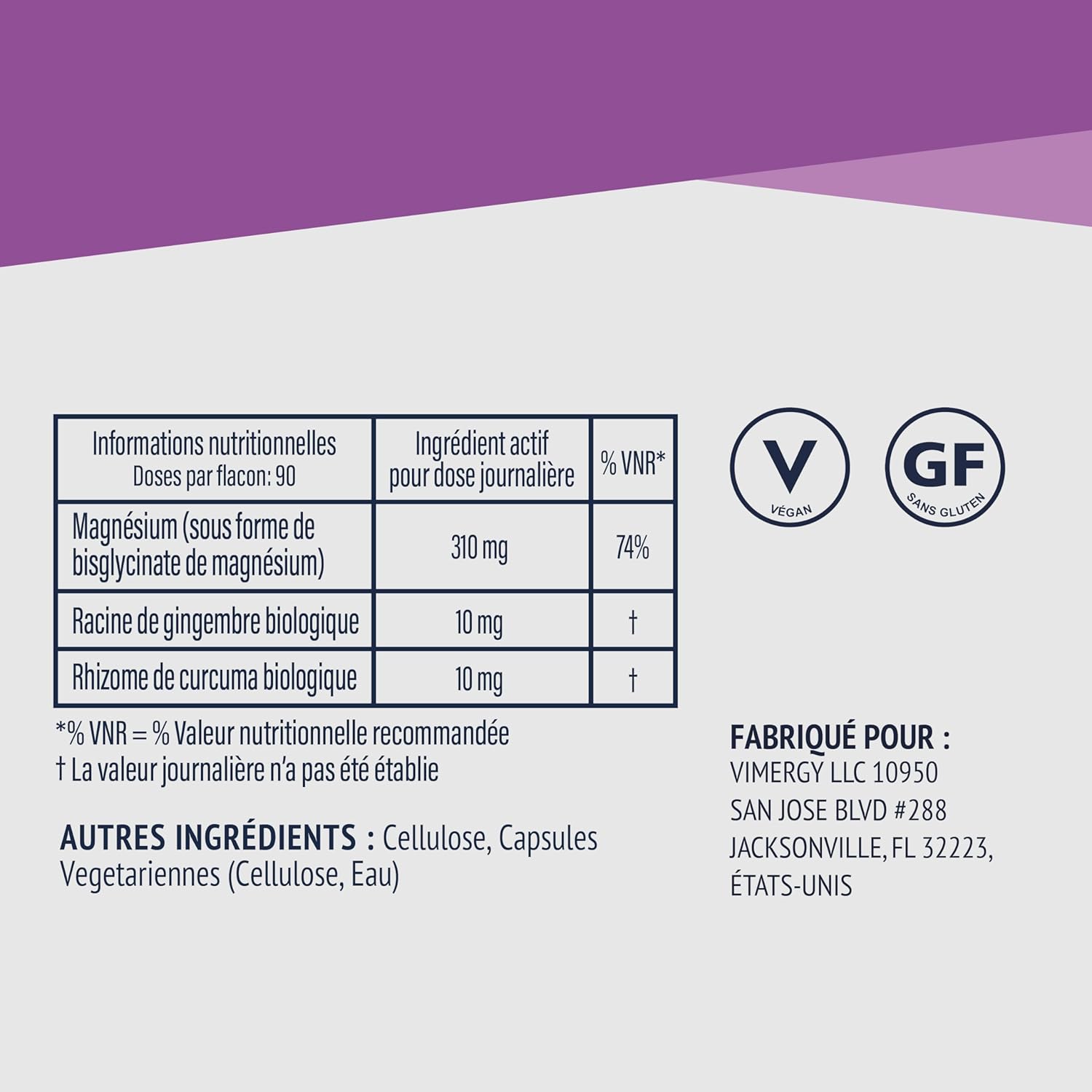 Vimergy Magnesium Glycinate - 90 Servings - Energy Support & Fatigue Reduction - Gentle Magnesium Supplement for the Gut - Turmeric & Ginger - Gluten Free Keto/Paleo Non GMO - Image 5