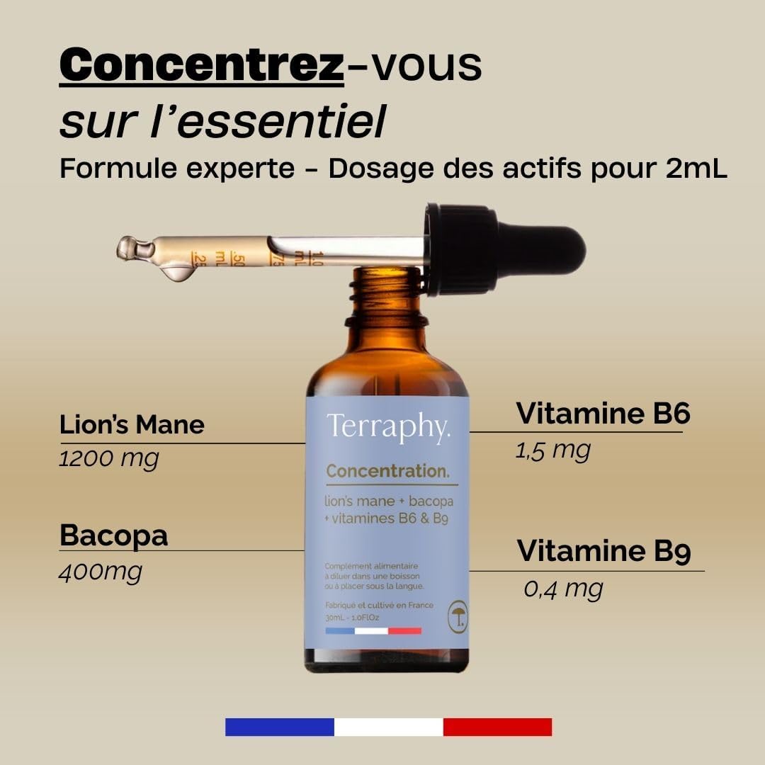 30 Day Concentration Treatment Adaptogens Mushrooms - Lion's Mane, Bacopa & Vitamins B6 B9 - Develops Focus, Memory and Mental Clarity - Ultra Effective Organic Liquid Formula - Image 4