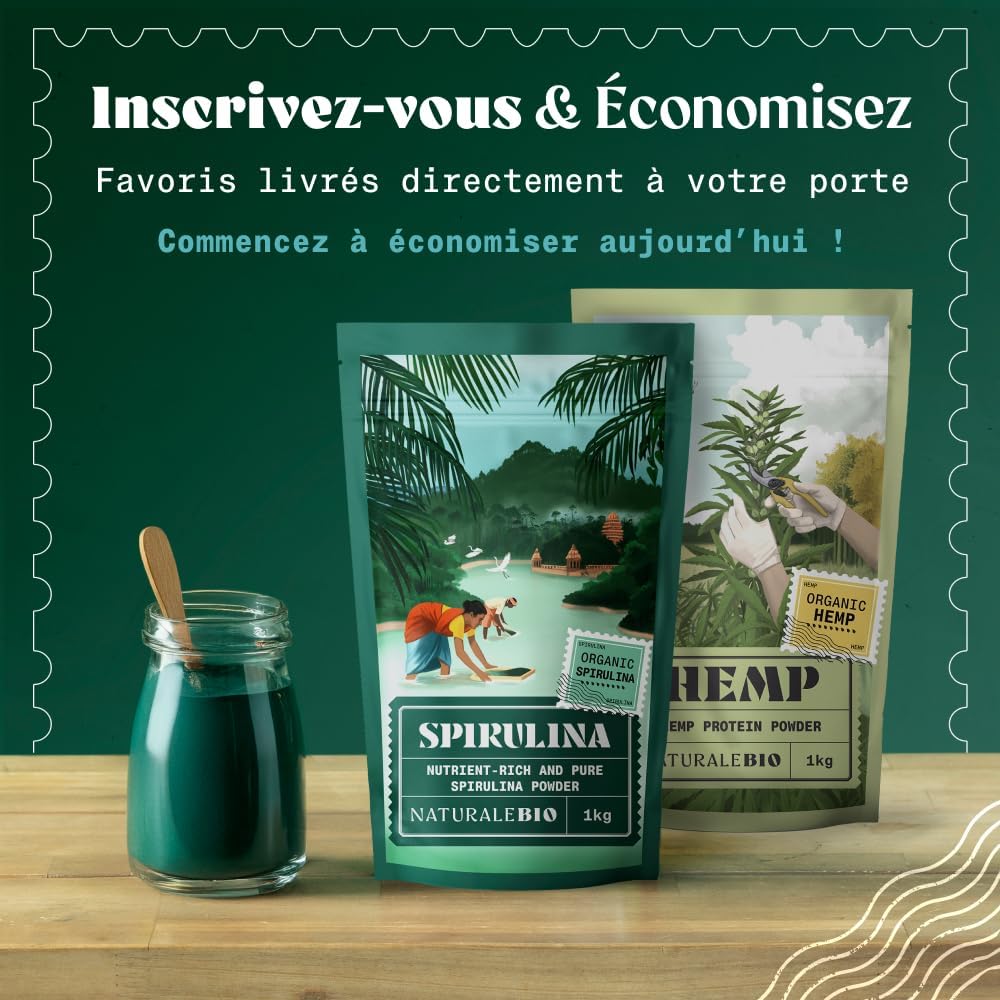 NaturaleBio Organic Spirulina Algae Powder 100 g. Natural and Pure, Grown in tropical regions. Ideal in drinks and smoothies or recipes. Suitable for vegetarian and vegan diets. - Image 7