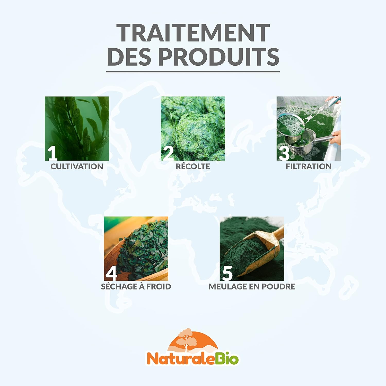 NaturaleBio Organic Spirulina Algae Powder 100 g. Natural and Pure, Grown in tropical regions. Ideal in drinks and smoothies or recipes. Suitable for vegetarian and vegan diets. - Image 9