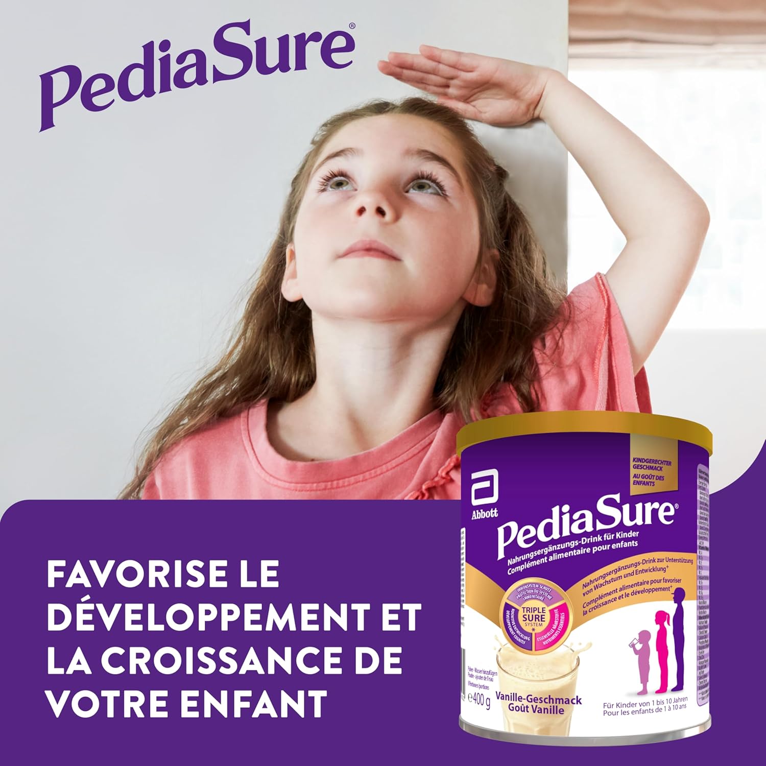 PediaSure Vanilla Shake - Food Supplement for Children - Shake with Multivitamins and Minerals, Proteins and Omega 3 and 6 - Ages 1 Year + - 1 x 400 g - Image 4