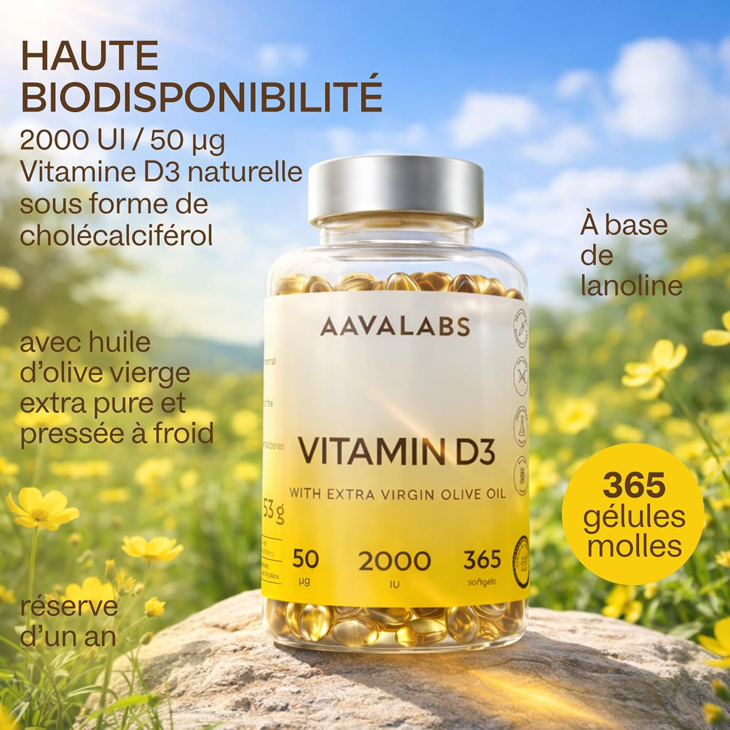 Vitamin D3 2000 IU - Vitamin D with Extra Virgin Olive Oil for Optimal Absorption - Non-GMO, Gluten Free and Lactose Free Vitamins for Bone, Muscular, Immune Functions - 365 Capsules - Image 4