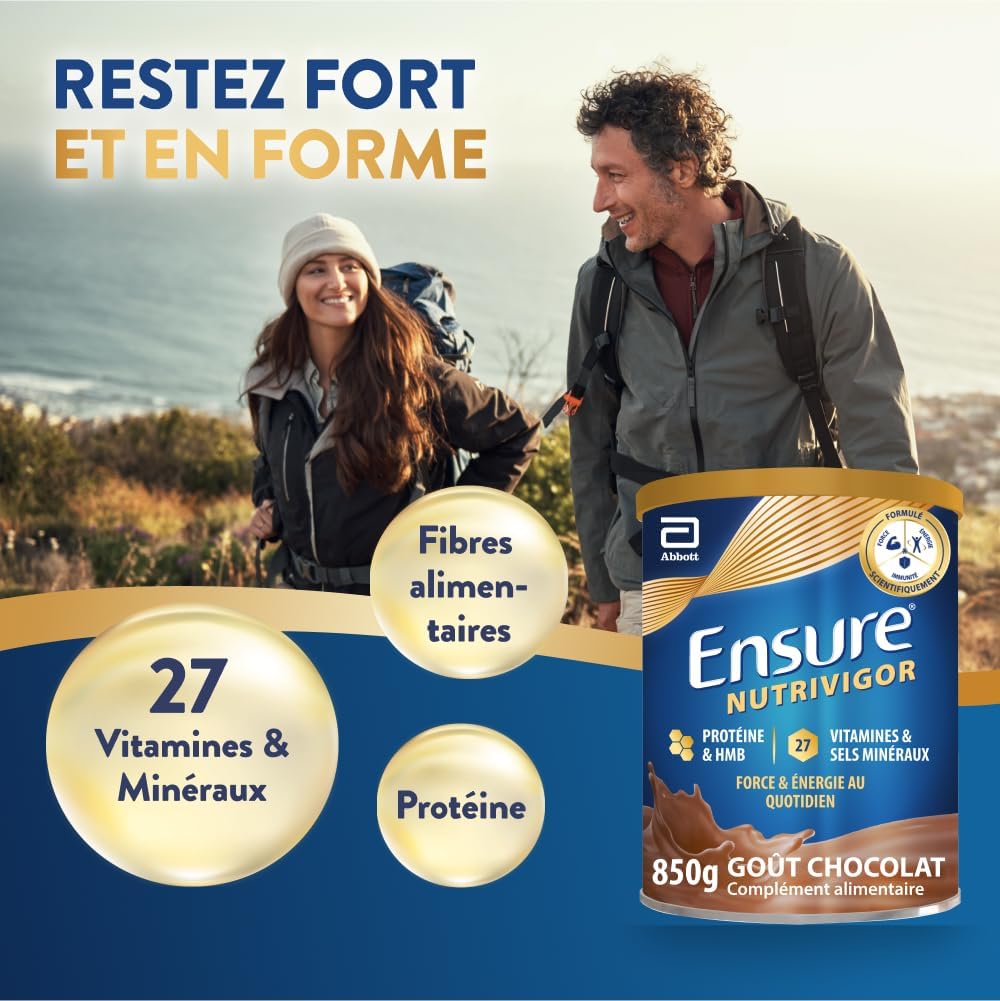 Ensure NutriVigor Protein Supplement, 27 Vitamins and Minerals and HMB for Healthy and Balanced Diet (Chocolate, 1 x 850 g) - Image 3