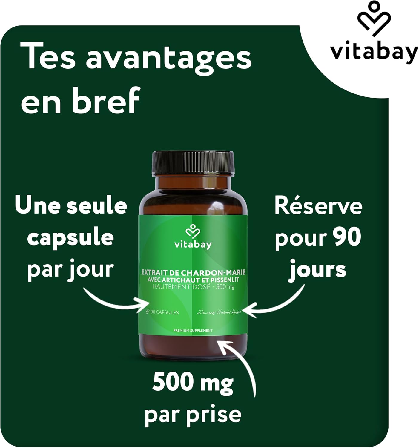 Vitabay Milk Thistle 250 mg - 90 Capsules with Dandelion (50 mg), Artichoke (200 mg) and Silymarin (200 mg) - Vegan and High Dosage - Laboratory Verified Milk Thistle Extract - Image 7