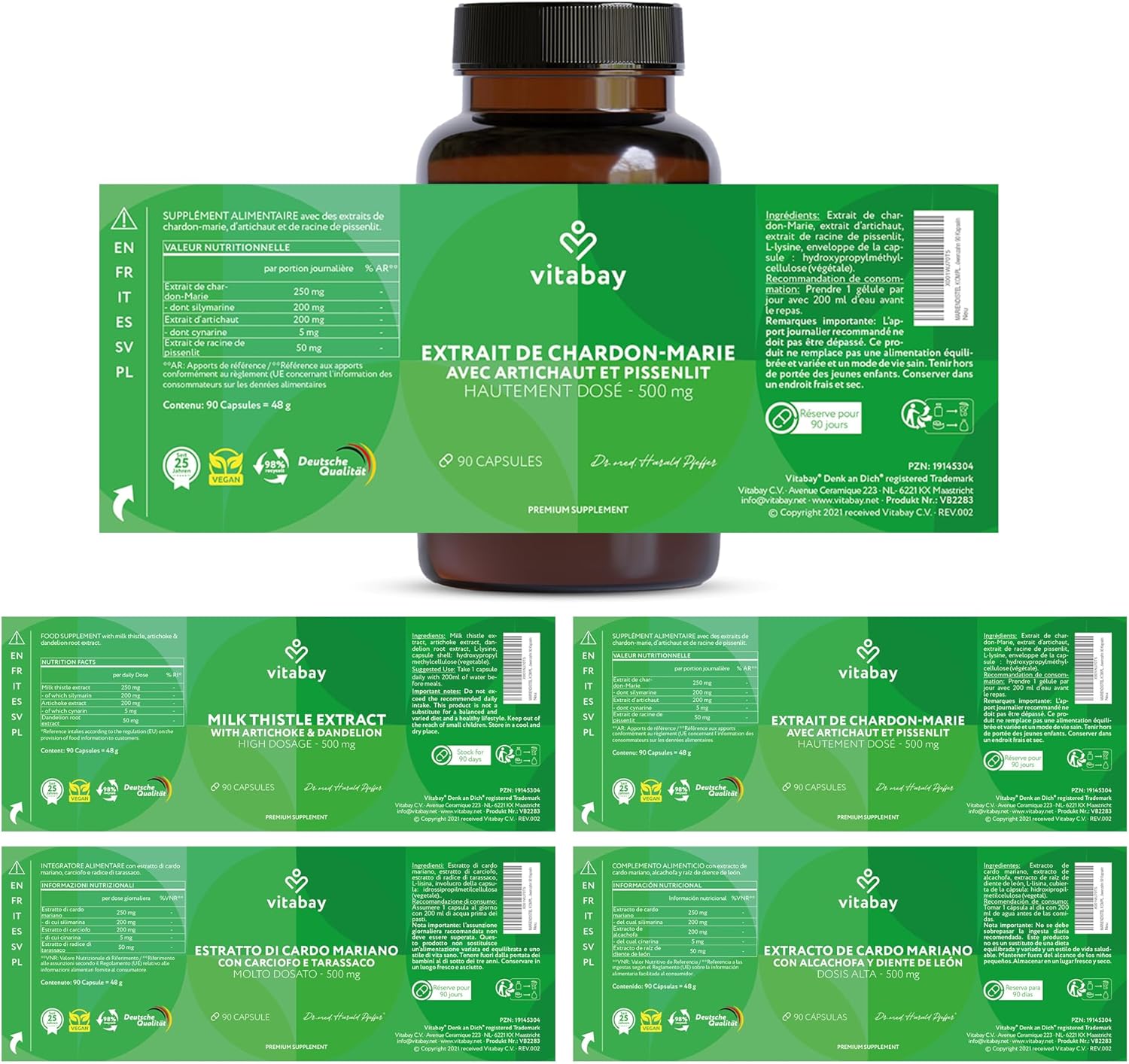 Vitabay Milk Thistle 250 mg - 90 Capsules with Dandelion (50 mg), Artichoke (200 mg) and Silymarin (200 mg) - Vegan and High Dosage - Laboratory Verified Milk Thistle Extract - Image 10