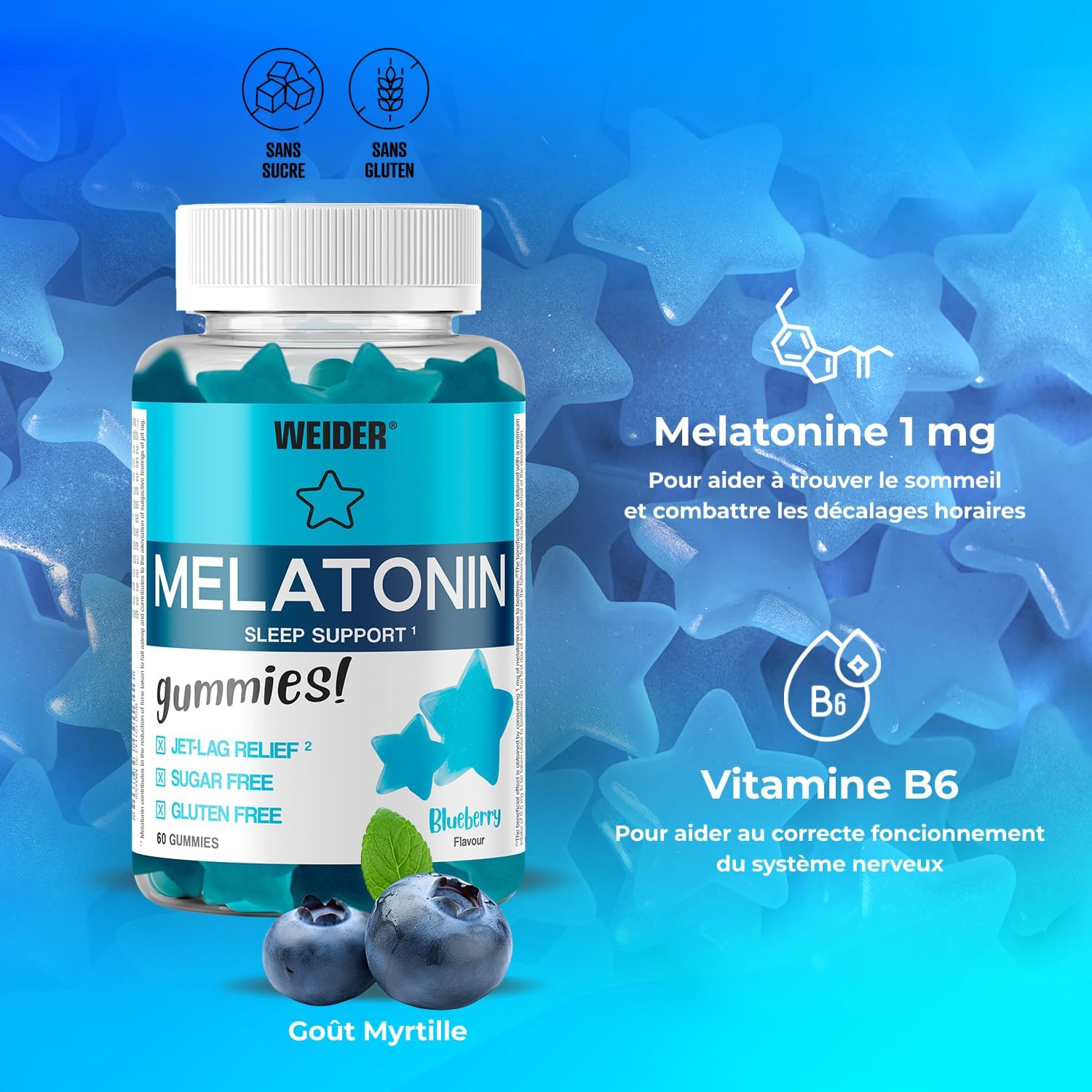 Weider Melatonin Gummies – 1mg Melatonin – Gummies for Better Sleep – Reduced Jet Lag Effects – Gluten Free – Sugar Free - Image 4