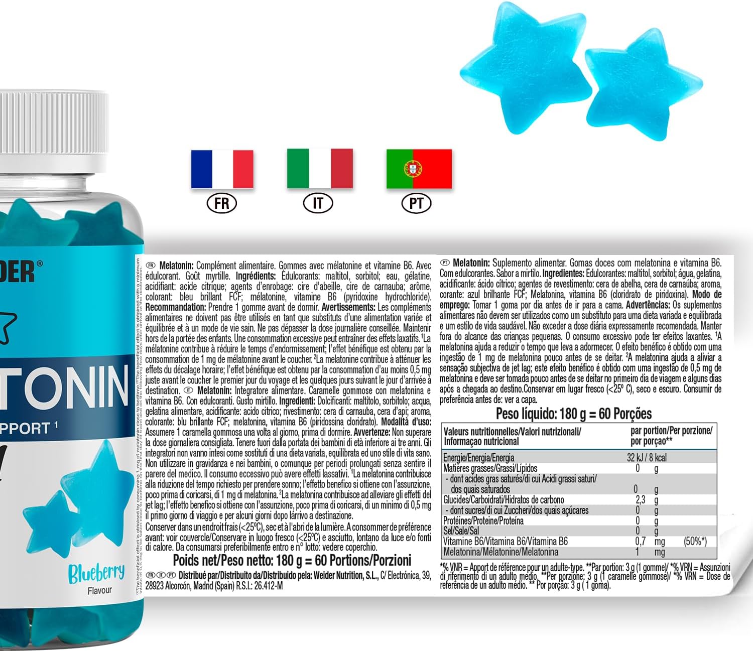 Weider Melatonin Gummies – 1mg Melatonin – Gummies for Better Sleep – Reduced Jet Lag Effects – Gluten Free – Sugar Free - Image 7