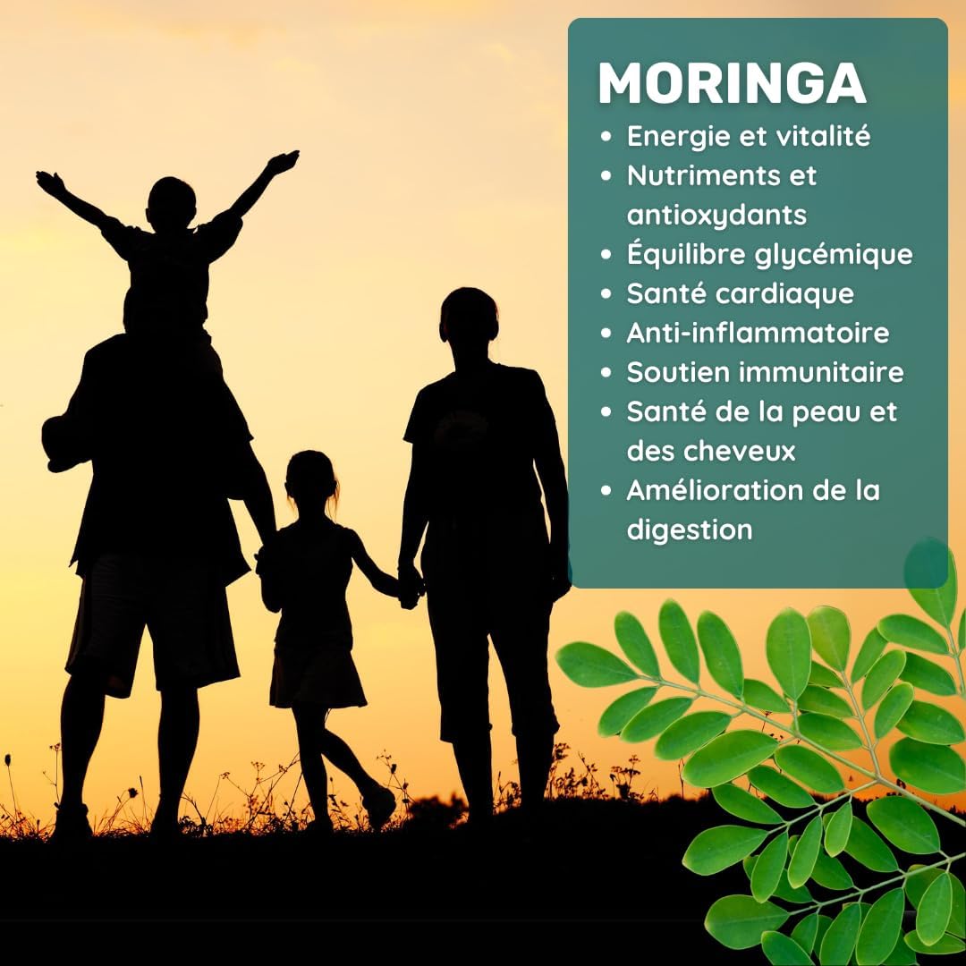 Moringa 400 mg * 60 Capsules - Highly Concentrated Moringa Extract: 20:1 Extract - Vegetable Capsule 400 mg - Vegan Protein Superfood - Natural Energy Boost - Image 6