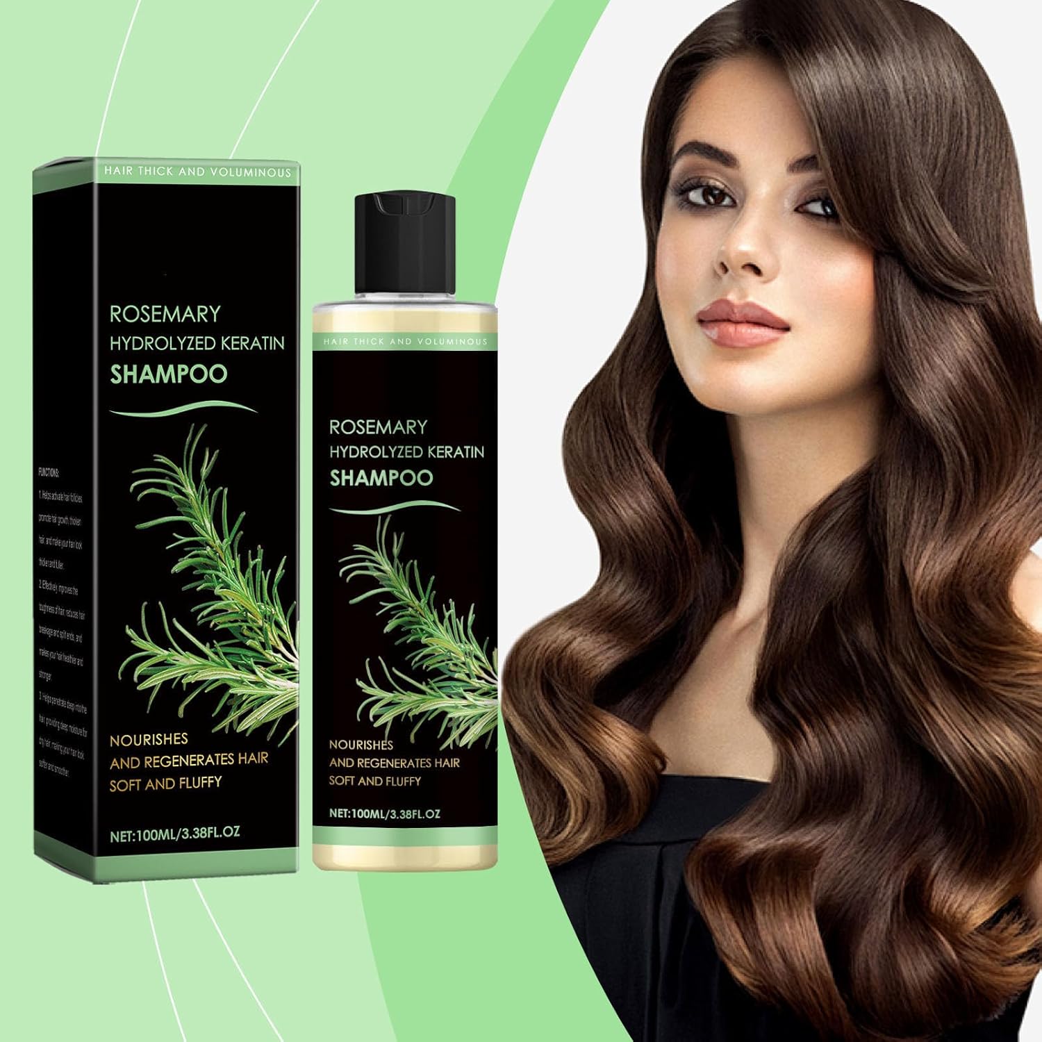 Organic Rosemary Shampoo 100ml, Hydrolyzed Keratin Shampoo with Rosemary, Organic Rosemary Shampoo for Thinning Hair for Women and Men, Nourishes and Strengthens Hair (3pc) - Image 3