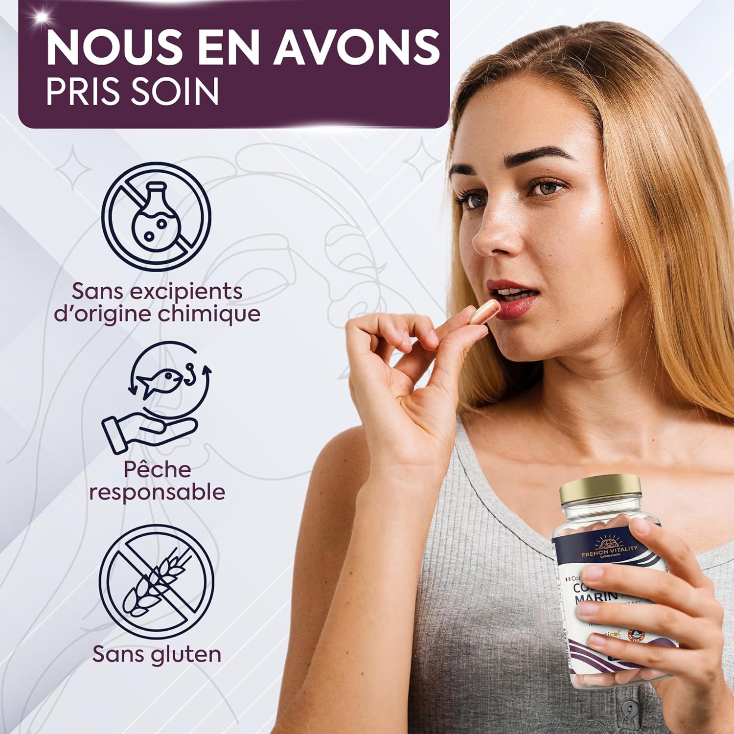 Premium Marine Collagen Complex - Naticol Tripeptides X3 - All-in-One 20 Active - Skin Hair Joints Anti-Aging - 90 Capsules - Image 7