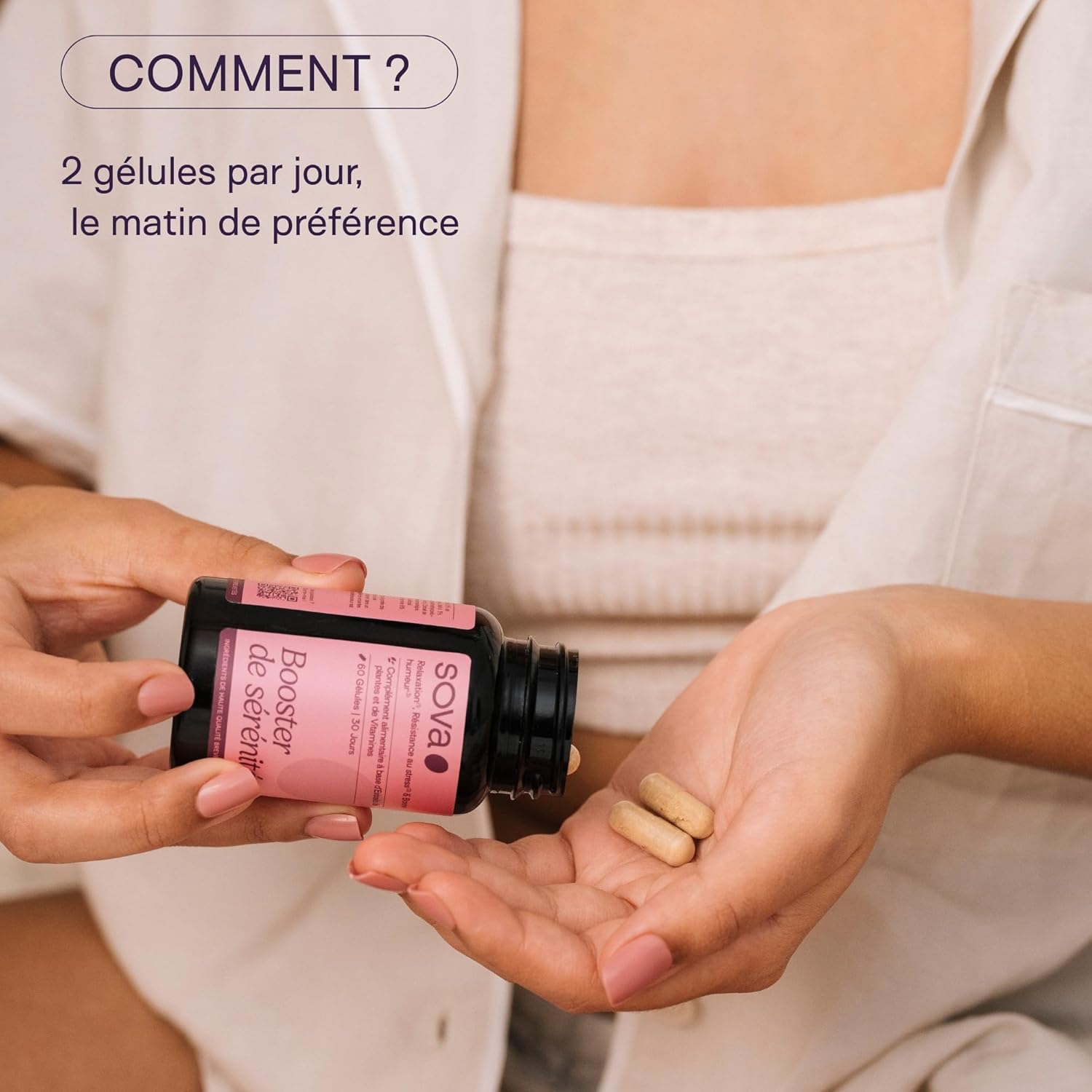 SOVA - Serenity Booster - Good Mood & Inner Balance - Saffron, Rhodiola Rosea, Griffonia and Vitamins B3 B5 - Mental Energy - 60 capsules - Made in France - Image 5