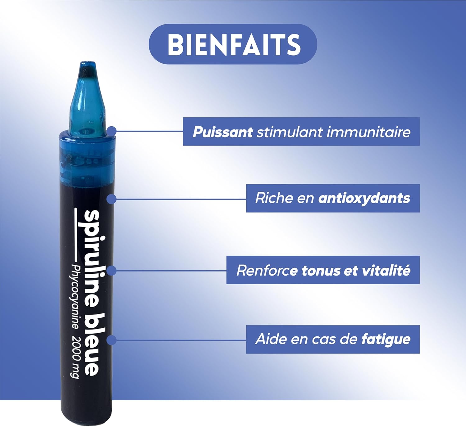 French Phycocyanin - Blue Spirulina Concentrated at 2000 mg/l - Reduces Fatigue and Strengthens Tonus - 10 Day Cure - 100% Natural PERFORME - Image 5