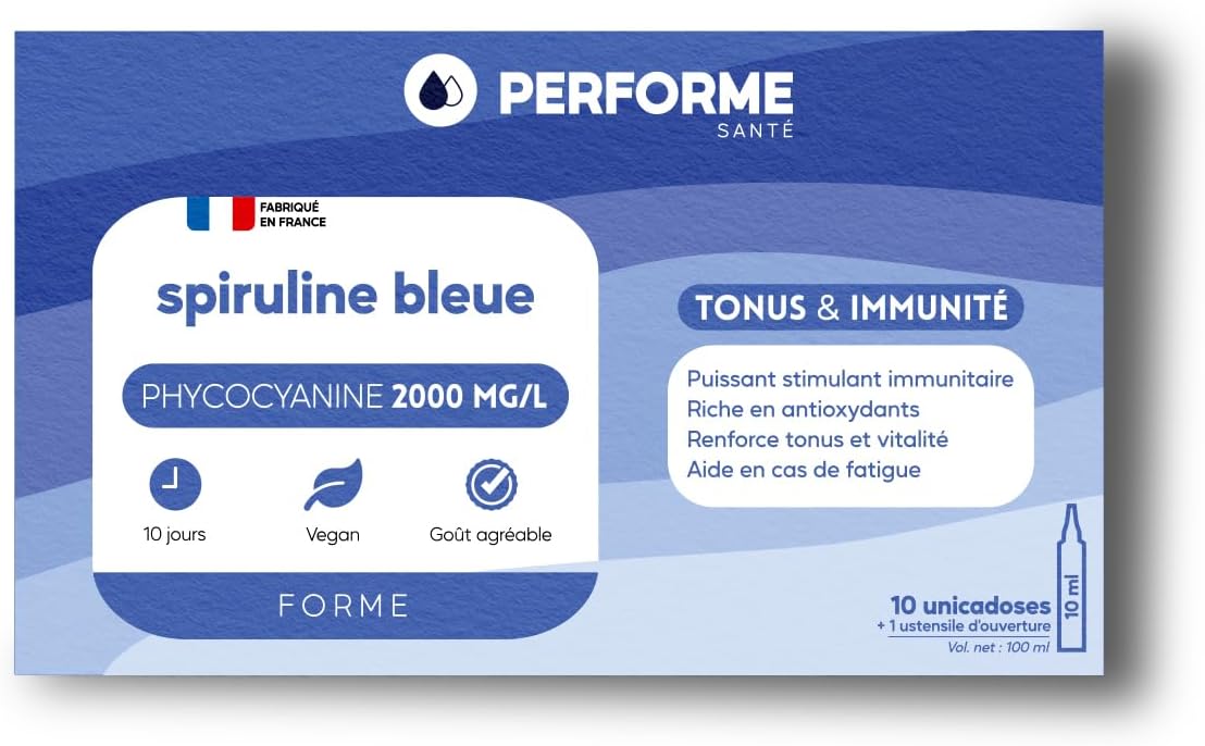 French Phycocyanin - Blue Spirulina Concentrated at 2000 mg/l - Reduces Fatigue and Strengthens Tonus - 10 Day Cure - 100% Natural PERFORME - Image 7