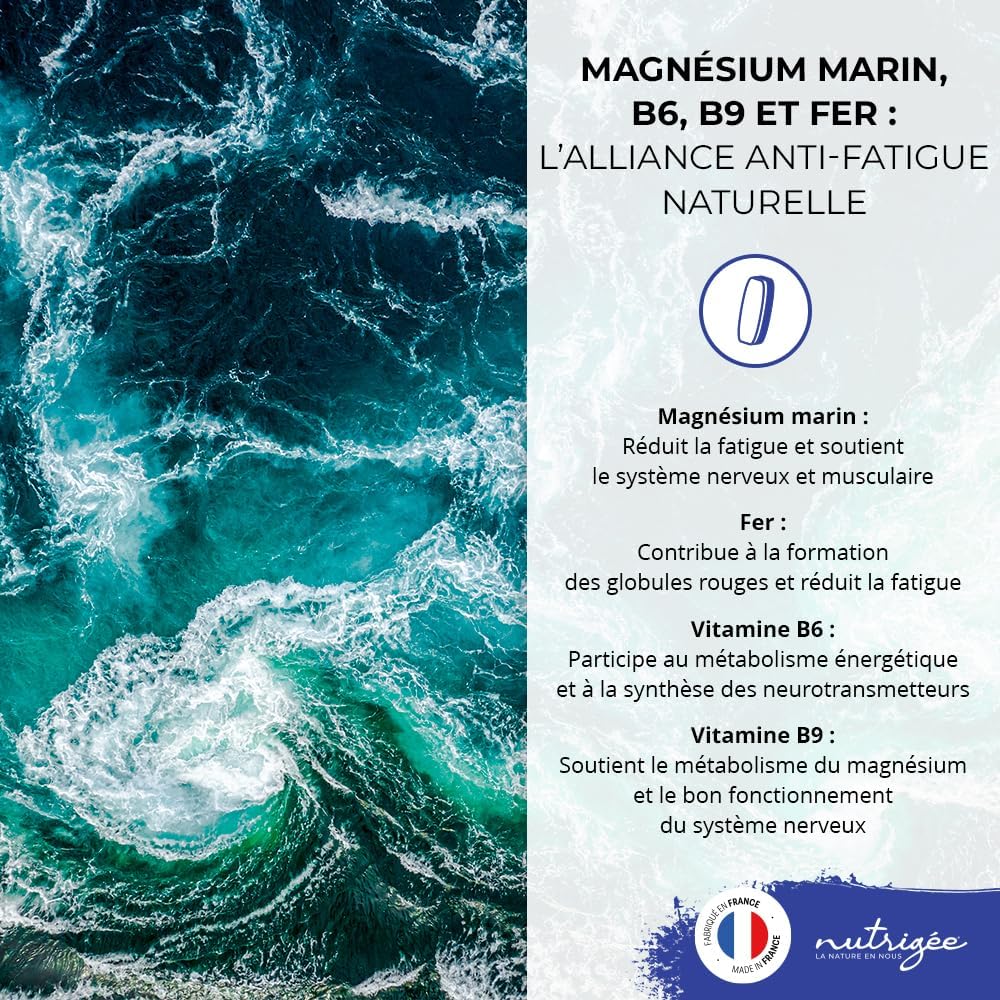 NUTRIGÉE - Strong Marine Magnesium - Balance - Anti-Fatigue - Reduces Fatigue, Promotes Psychic Balance and a Normalized Nervous System - 60 Tablets - 60 Day Program - Made in France - Image 8