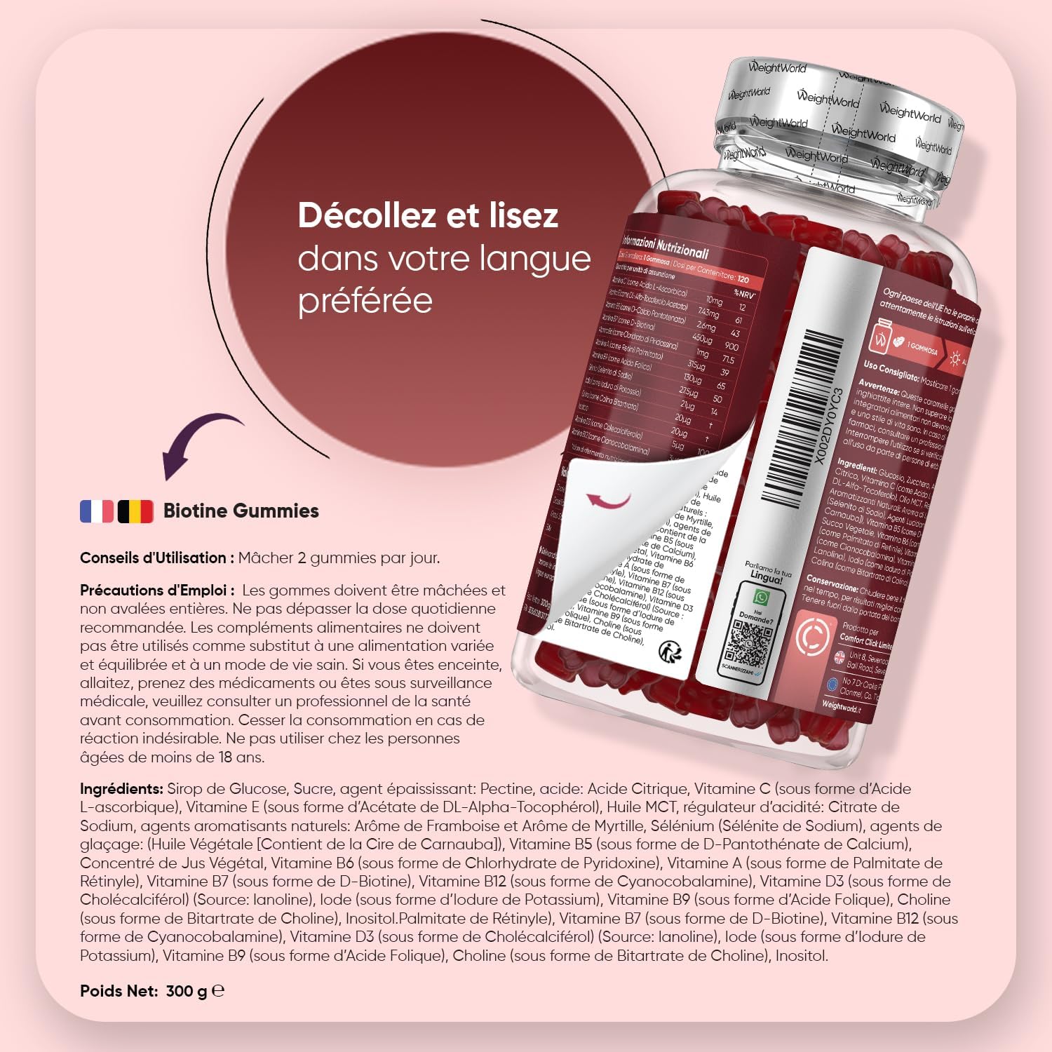Biotin Gummies, 120 Gums with Natural Mixed Berry Flavour - According to EFSA, biotin contributes to the maintenance of normal hair - Complex with 13 Multivitamins and Minerals - Image 5